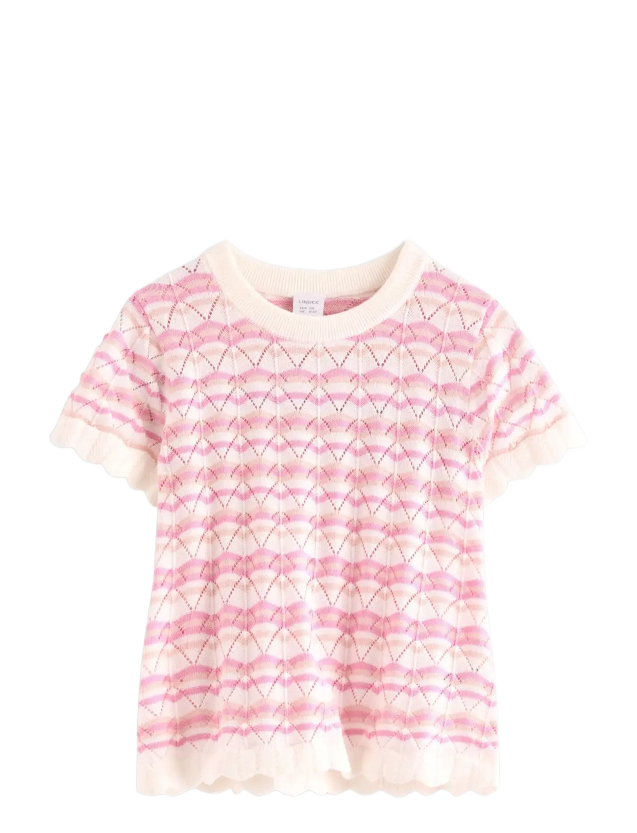 LINDEX Pattern-Knit Oberteil With Kurz Sleeve Cream - 116 - Kinder