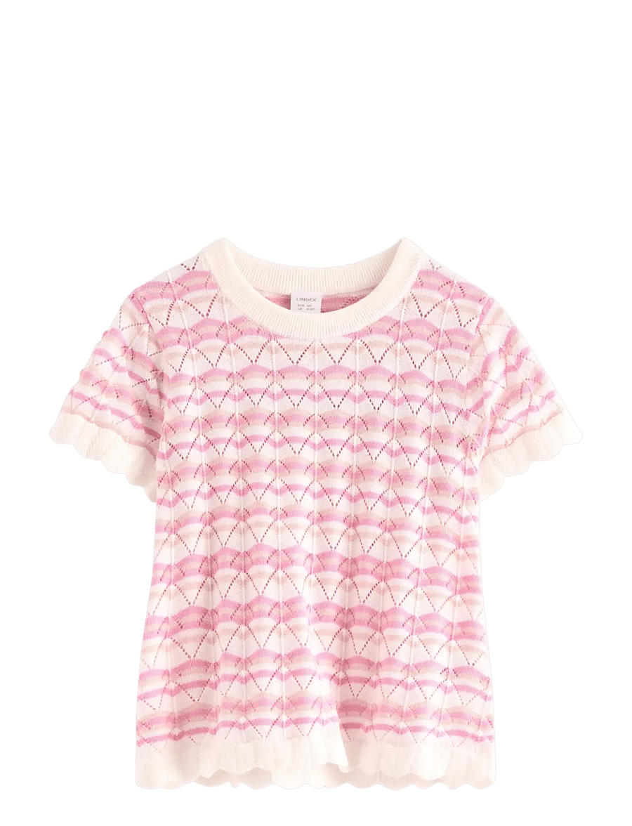 Lindex - Pattern-knit top with short sleeve - pullover - light dusty white - 1