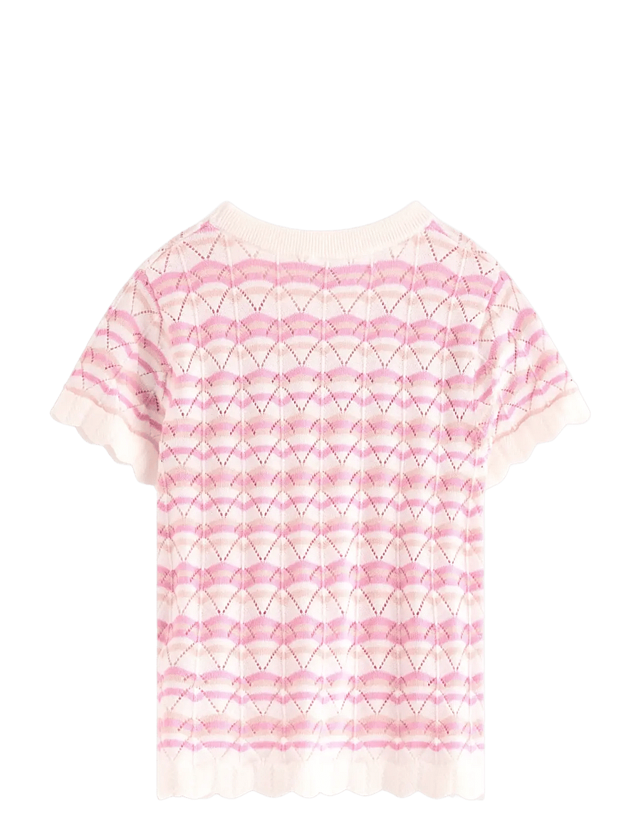 Lindex - Pattern-knit top with short sleeve - pullover - light dusty white - 2