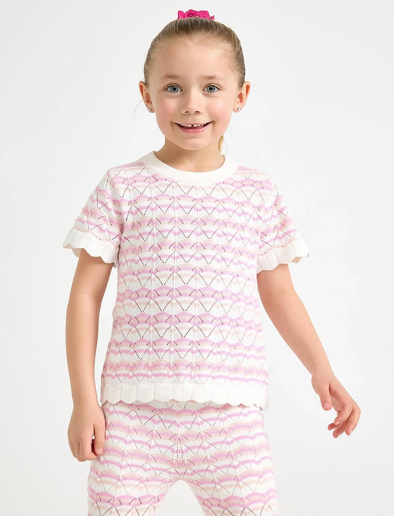 Lindex - Pattern-knit top with short sleeve - pullover - light dusty white - 0