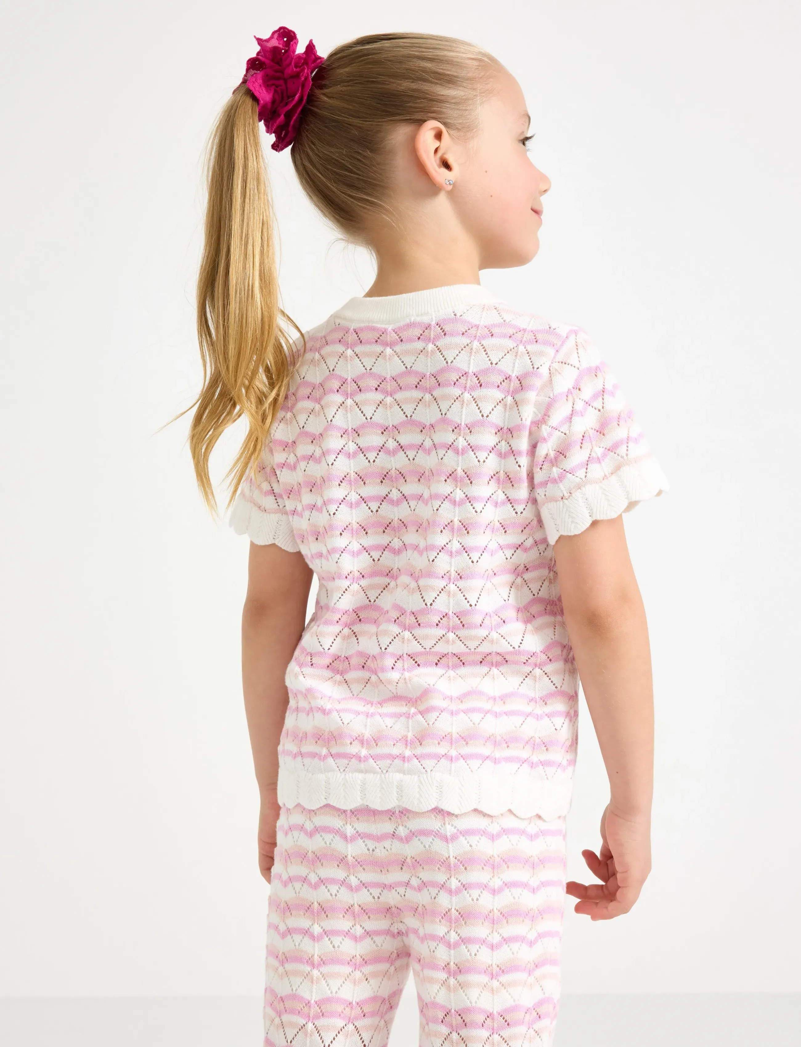 Lindex - Pattern-knit top with short sleeve - jumpers - light dusty white - 3