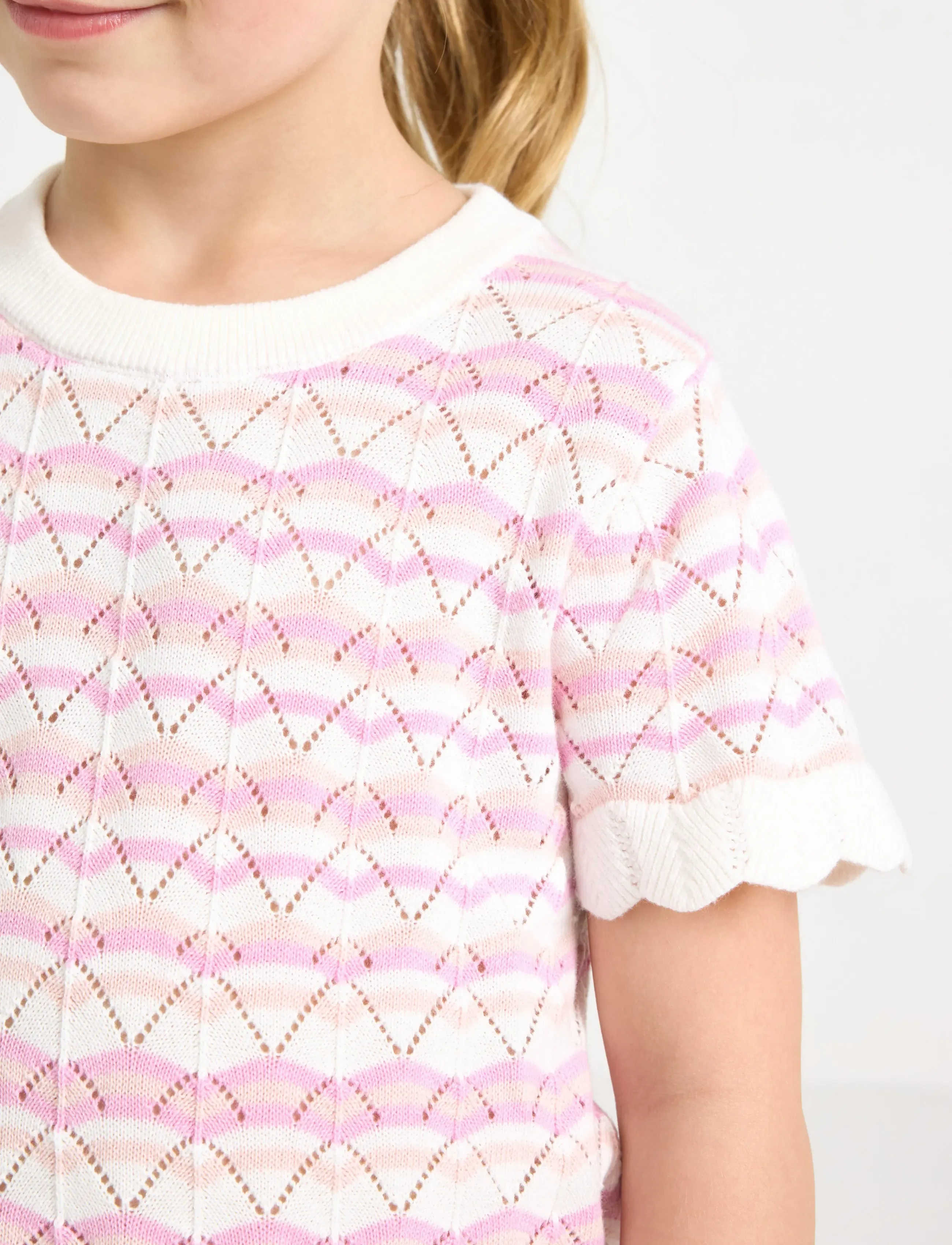 Lindex - Pattern-knit top with short sleeve - jumpers - light dusty white - 4