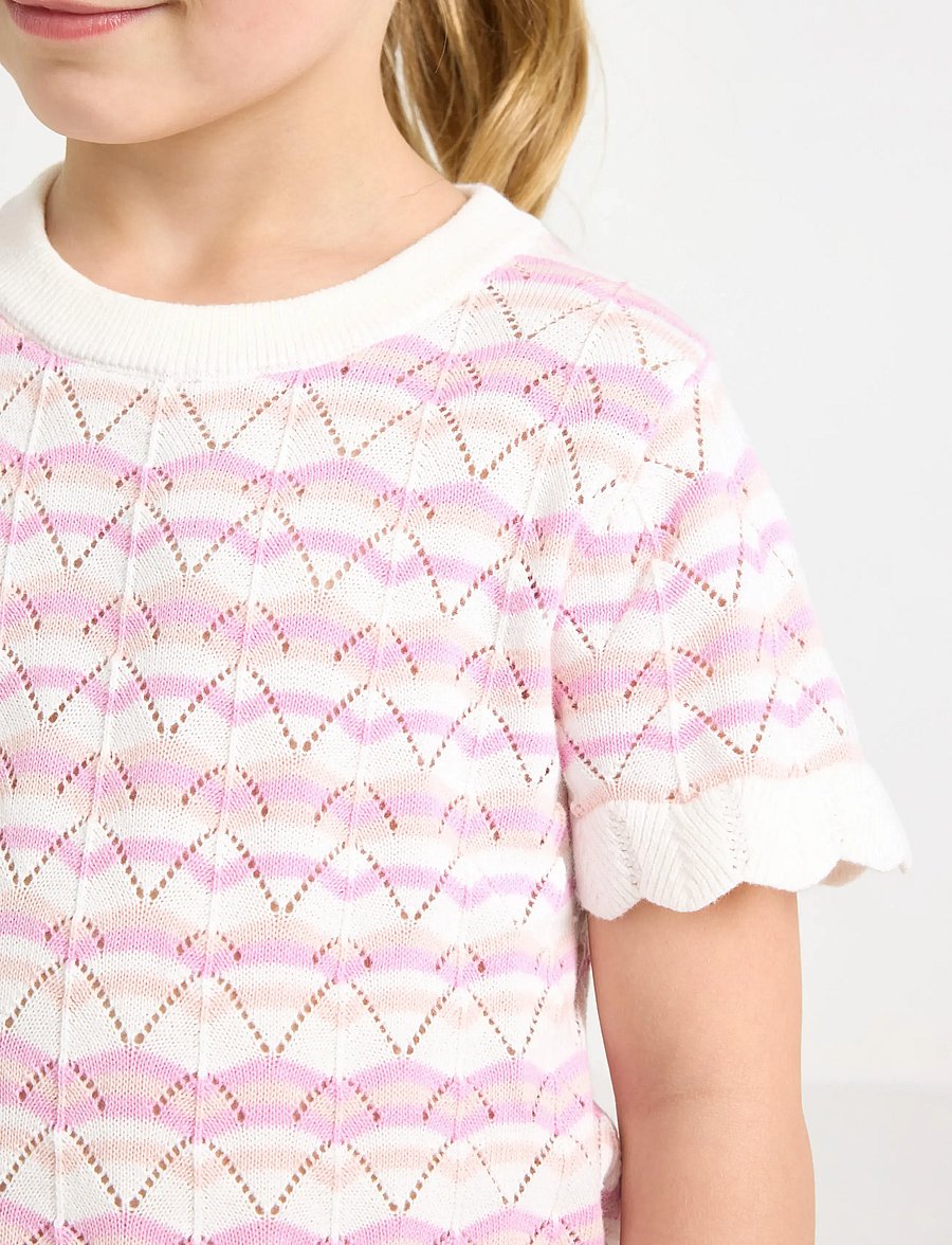 Lindex - Pattern-knit top with short sleeve - pullover - light dusty white - 4