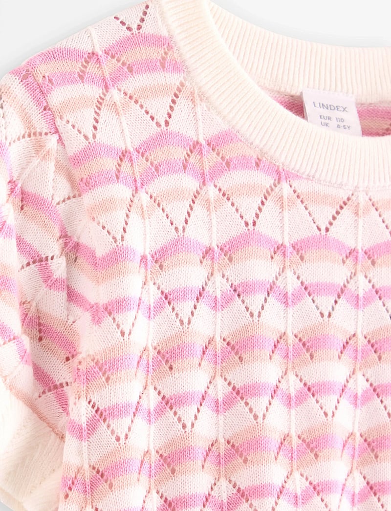 Lindex - Pattern-knit top with short sleeve - pullover - light dusty white - 5