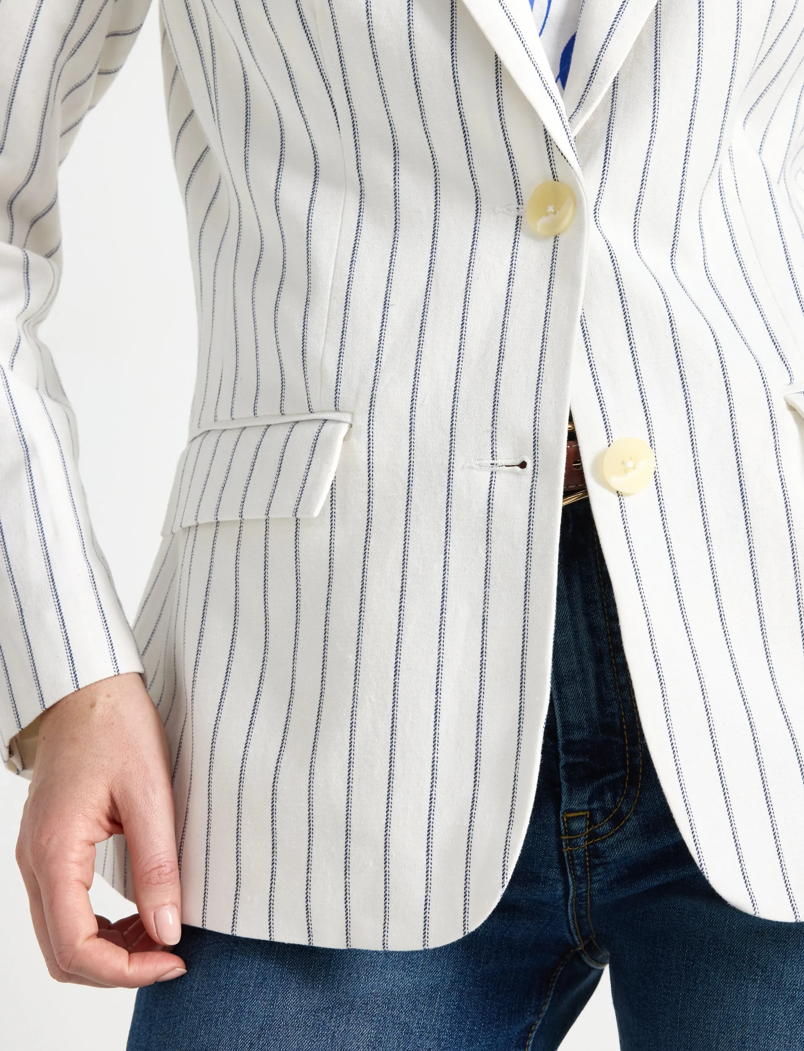 Lindex - Blazer in linen blend - enkelknäppta kavajer - off white - 4