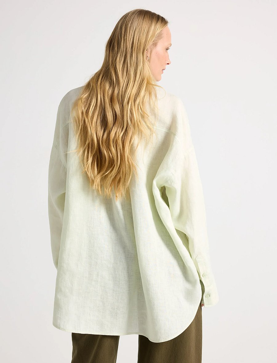 Lindex - Linen shirt - hørskjorter - light dusty green - 3