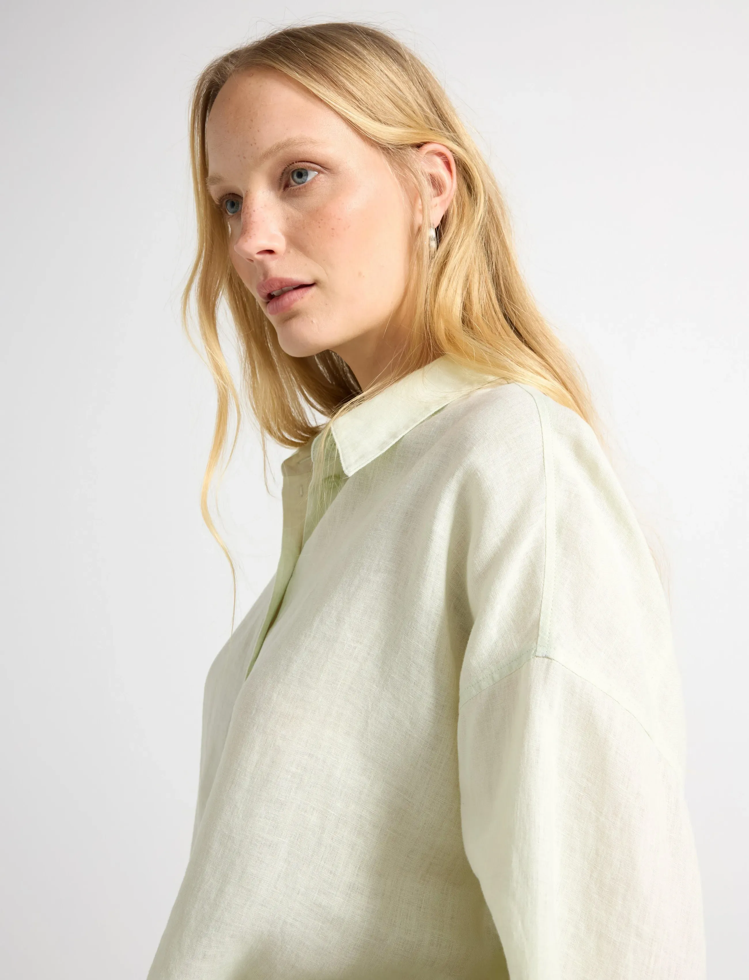 Lindex - Linen shirt - leinenhemden - light dusty green - 4