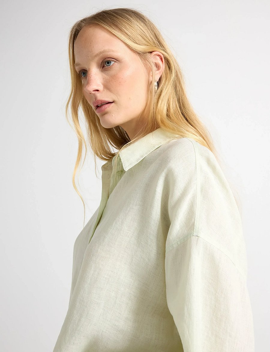 Lindex - Linen shirt - hørskjorter - light dusty green - 4