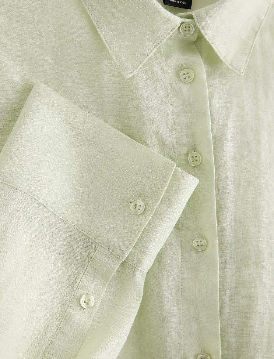 Lindex - Linen shirt - hørskjorter - light dusty green - 5