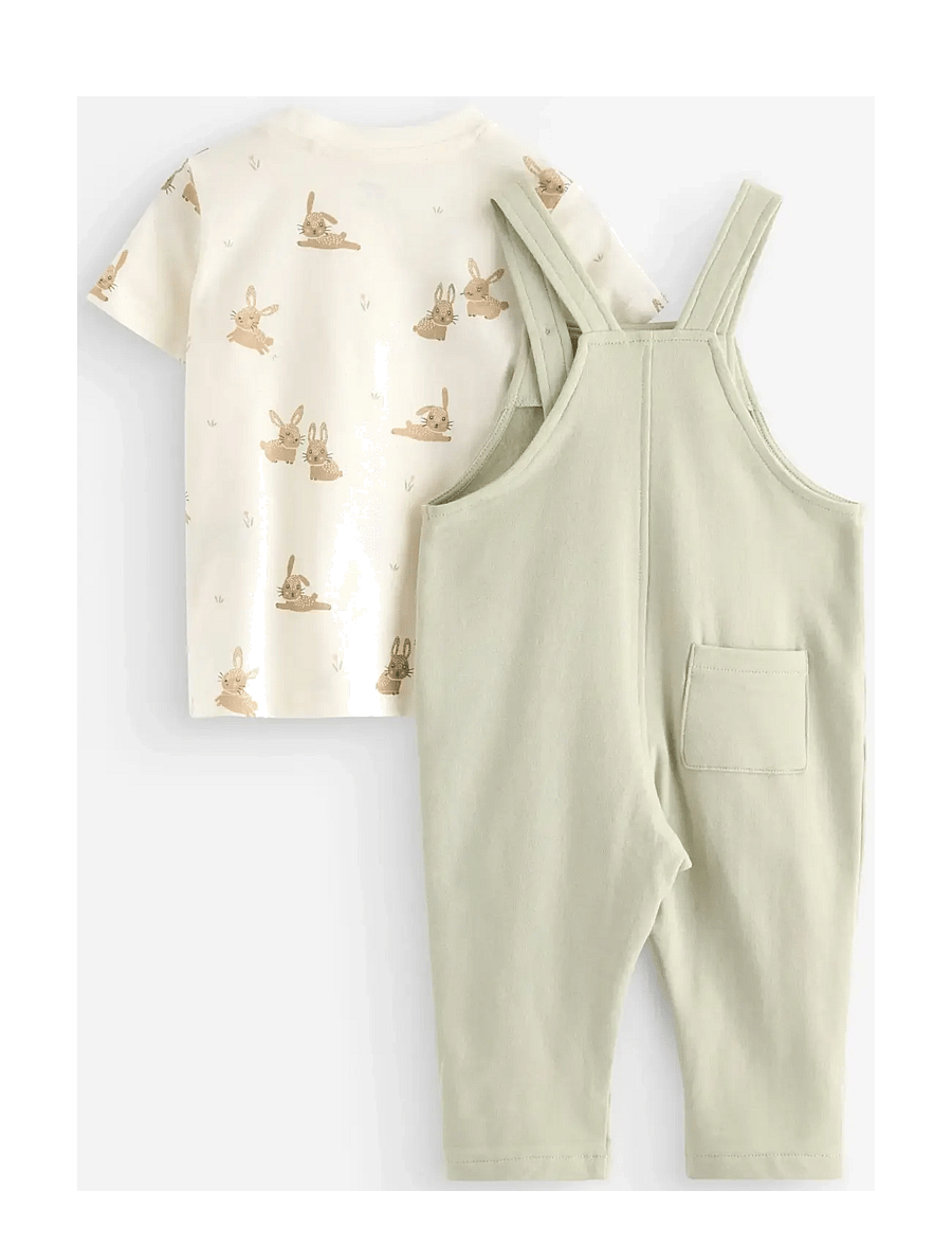 Lindex - Set - top and dungarees - sets mit kurzärmeligem t-shirt - light dusty green - 1