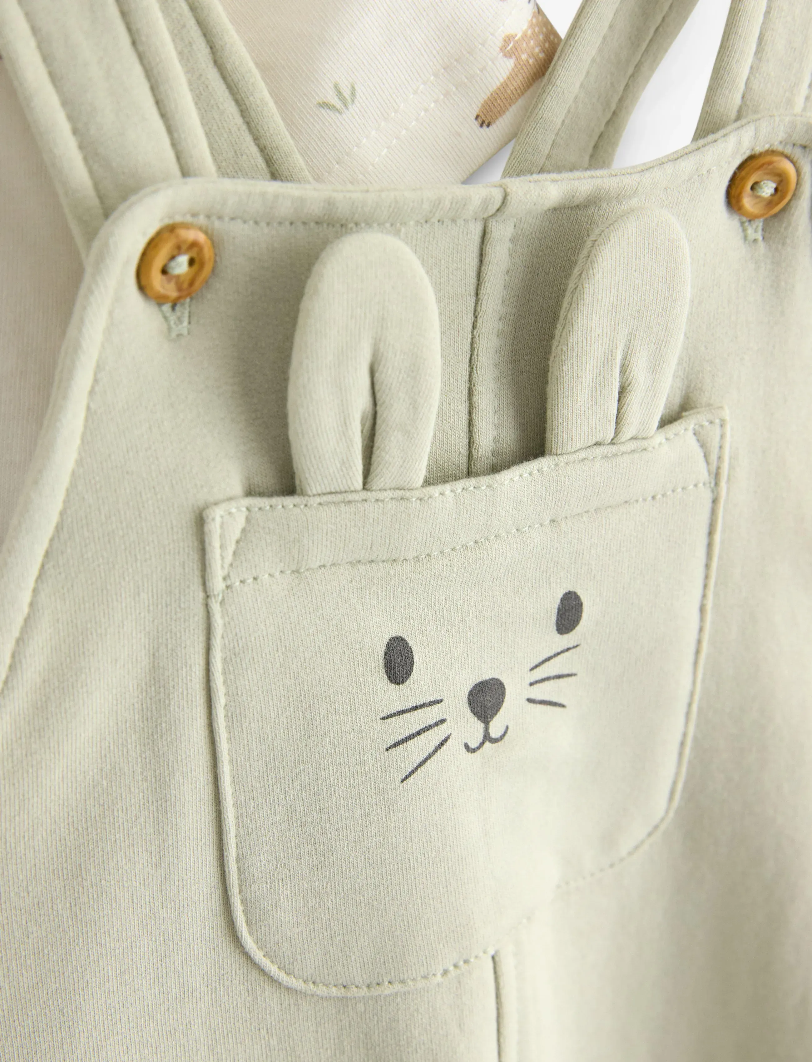 Lindex - Set - top and dungarees - set med kortärmad t-shirt - light dusty green - 2