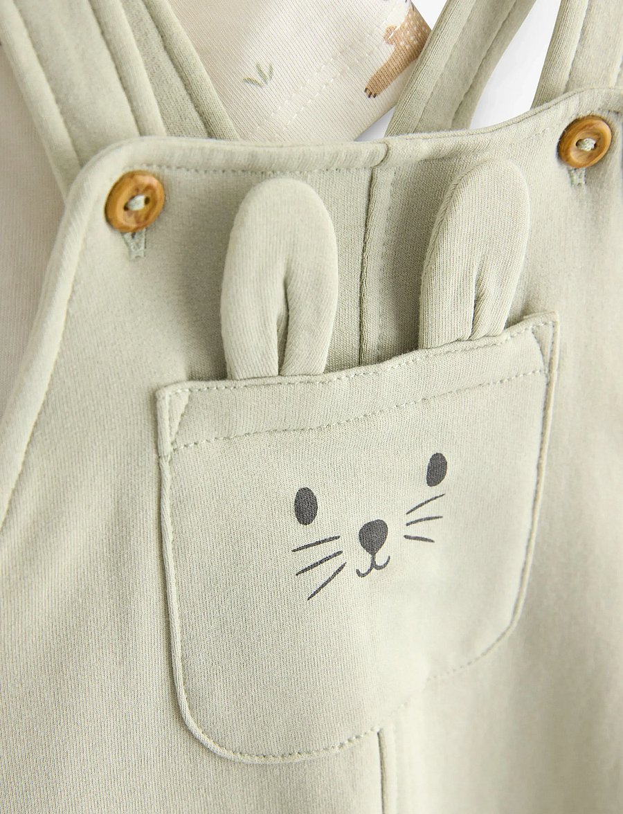 Lindex - Set - top and dungarees - sets mit kurzärmeligem t-shirt - light dusty green - 2