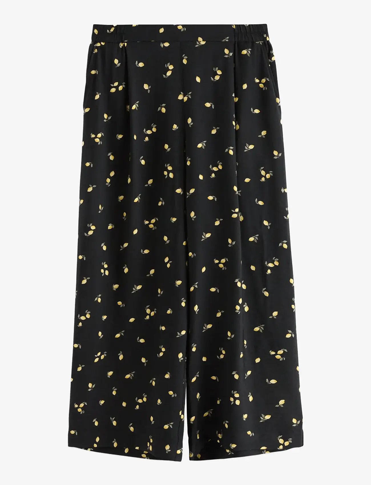 Lindex - WIDE cropped trousers - laia säärega püksid - black - 1
