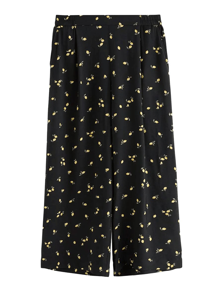 Lindex - WIDE cropped trousers - hosen mit weitem bein - black - 1