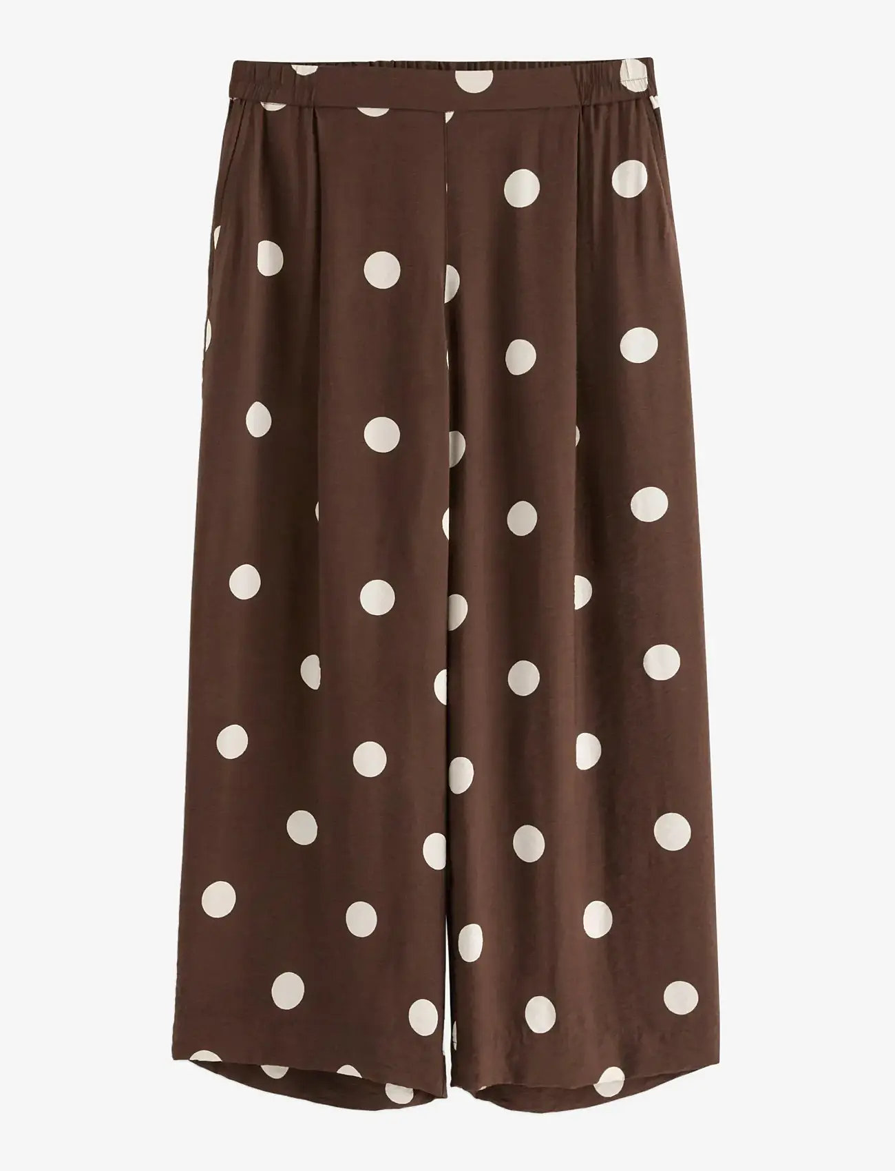 Lindex - WIDE cropped trousers - hosen mit weitem bein - dark dusty brown - 1