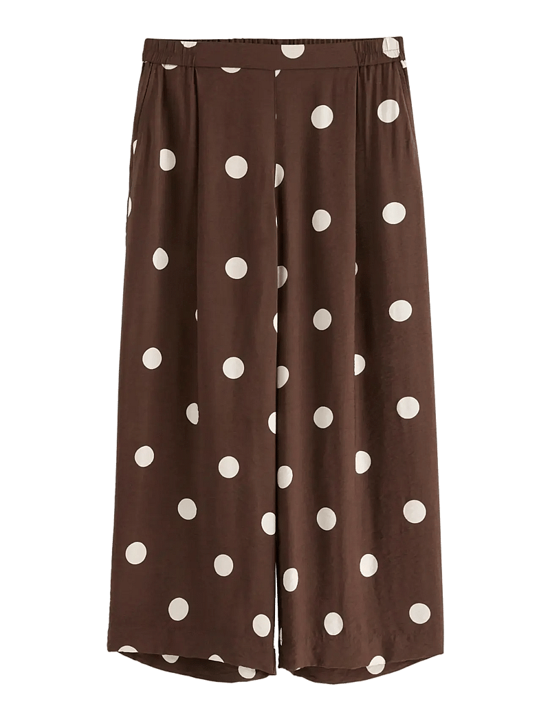 Lindex - WIDE cropped trousers - hosen mit weitem bein - dark dusty brown - 1