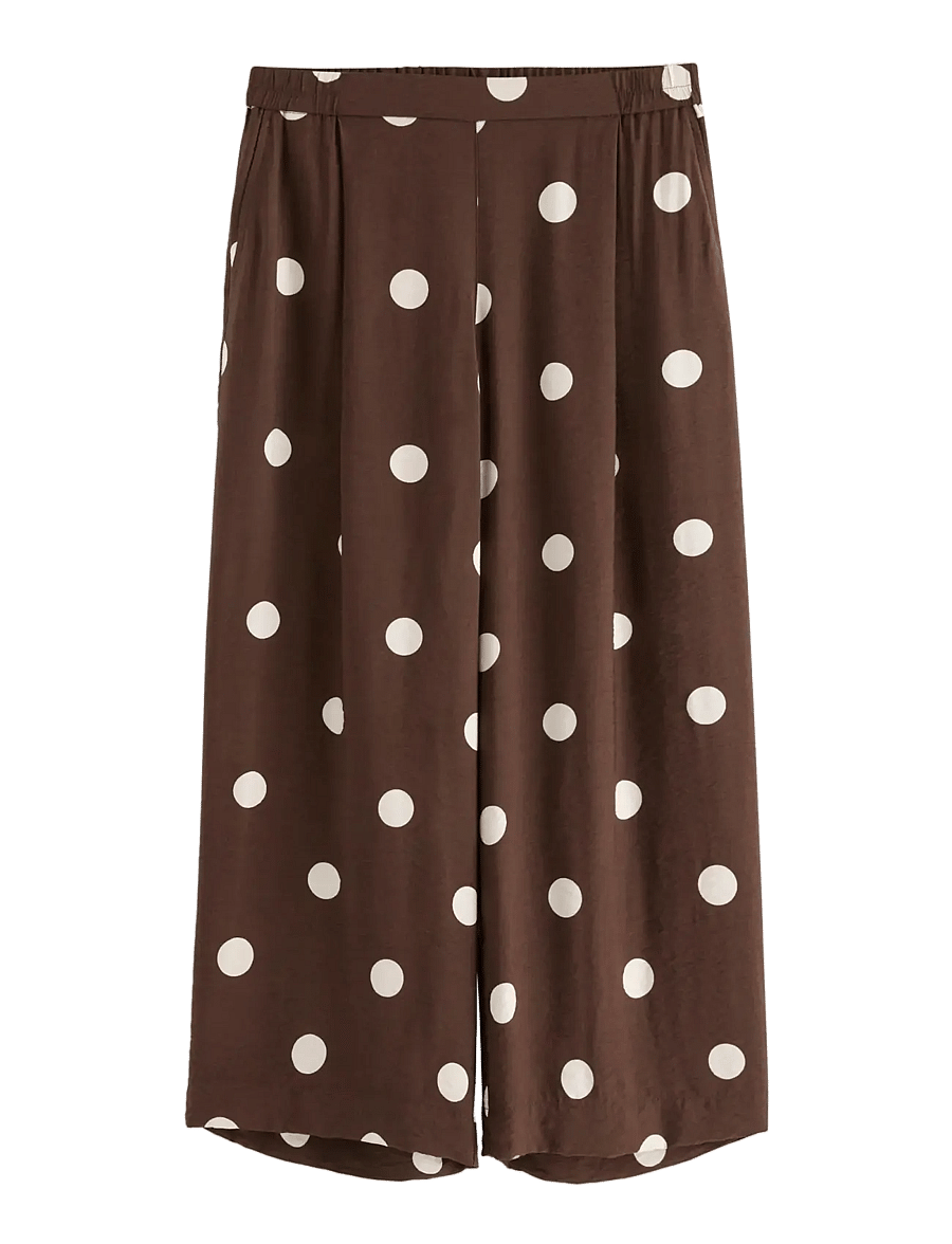 Lindex - WIDE cropped trousers - hosen mit weitem bein - dark dusty brown - 1