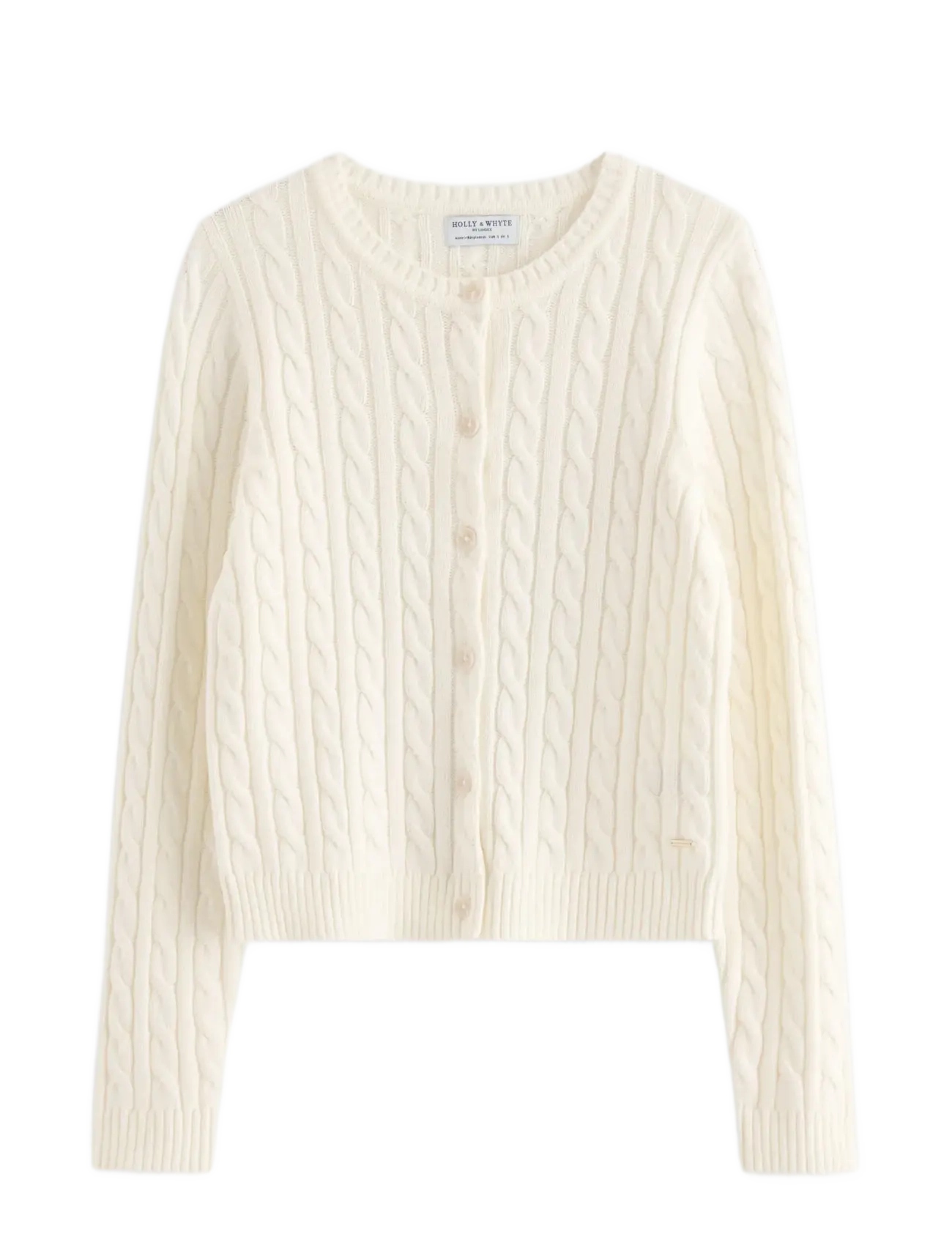 Lindex Cable-knit cardigan - Transitional Layering - OFF WHITE / cream