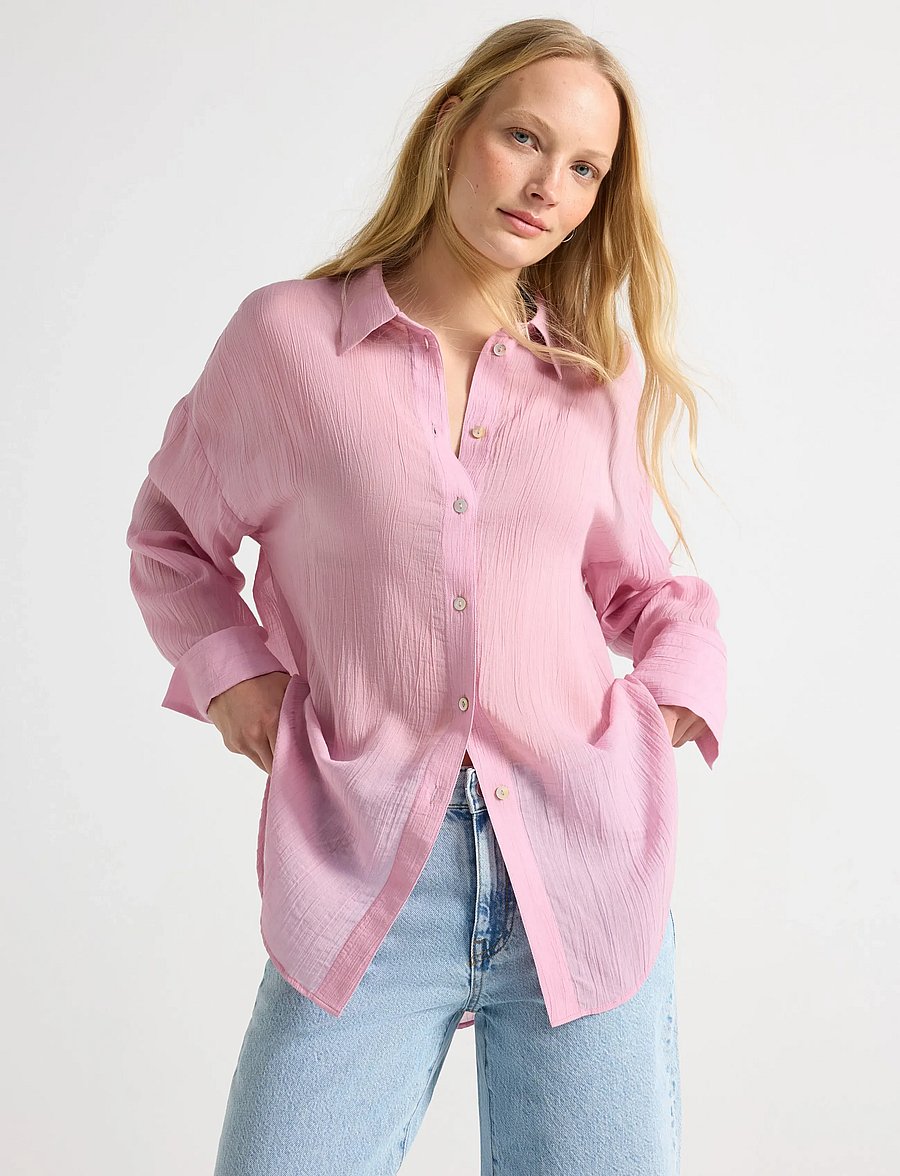 Lindex - Sheer blouse - langærmede bluser - light dusty pink - 0