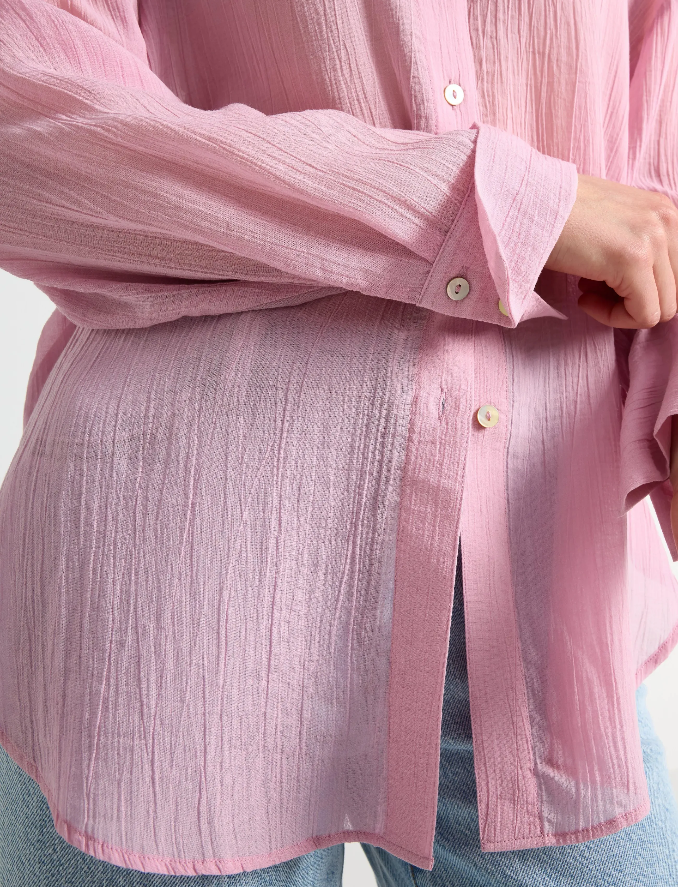 Lindex - Sheer blouse - langærmede bluser - light dusty pink - 4