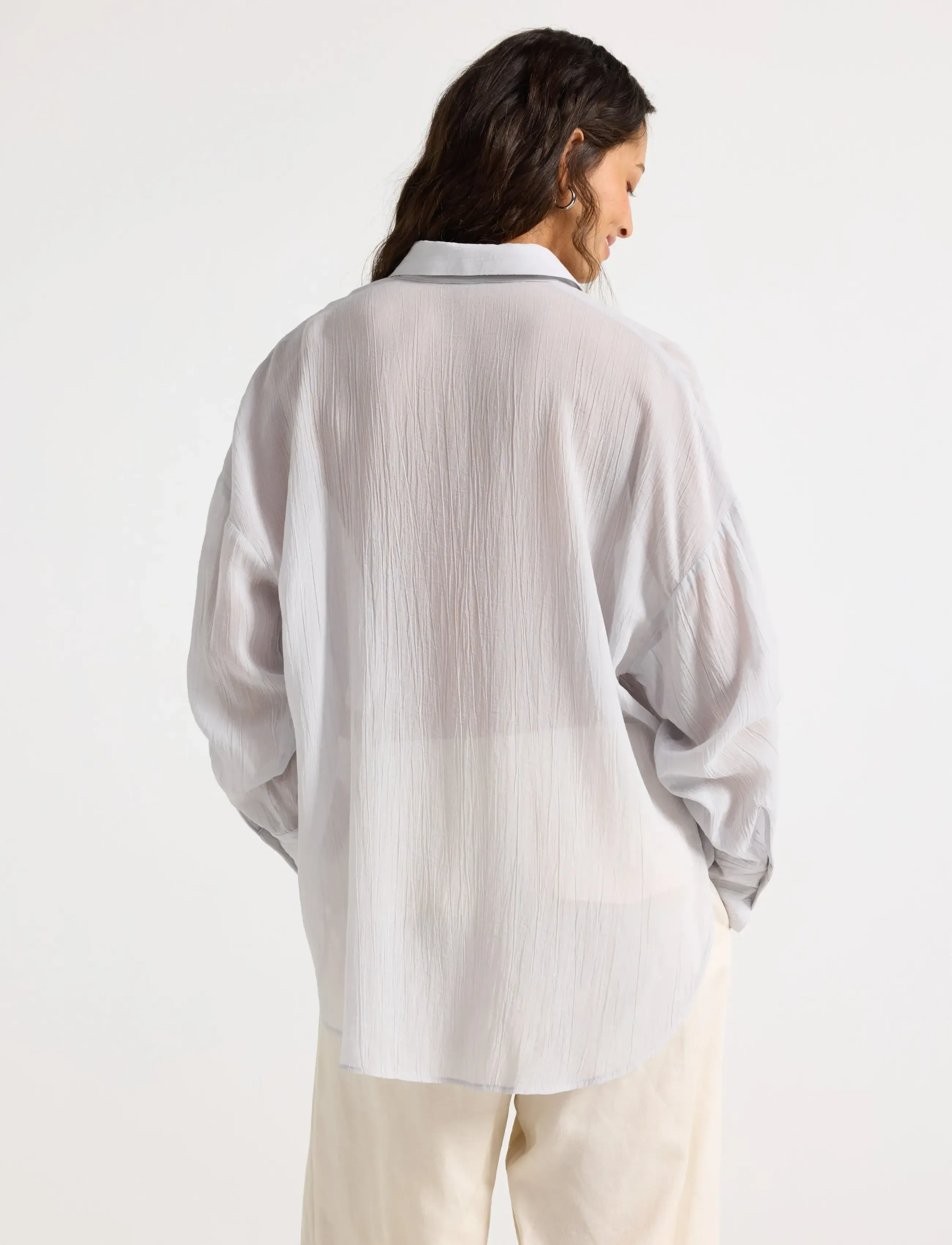 Lindex - Sheer blouse - pikkade varrukatega pluusid - light grey - 3