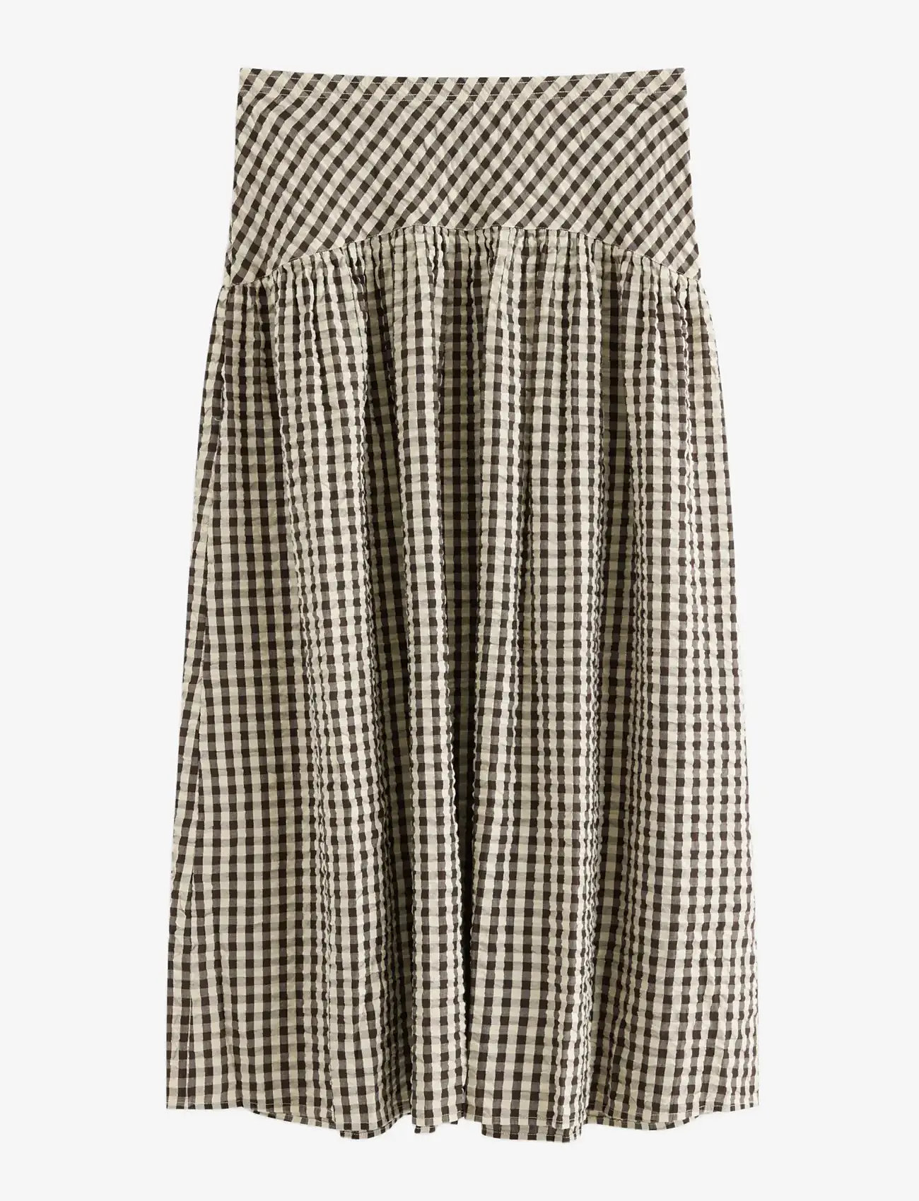 Lindex - Midi skirt in seersucker - midi nederdele - dark brown - 1
