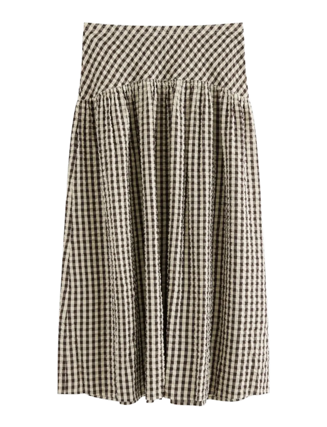 Lindex Midi skirt in seersucker - Swedish brands - DARK BROWN / brown