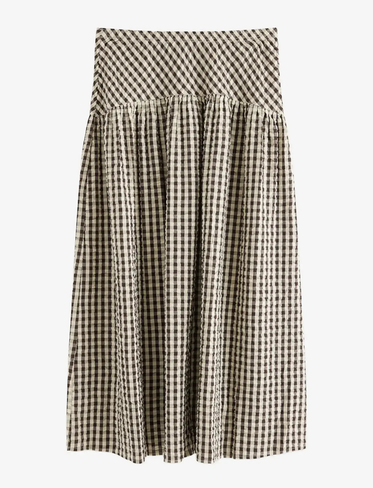 Lindex - Midi skirt in seersucker - midi nederdele - dark brown - 2