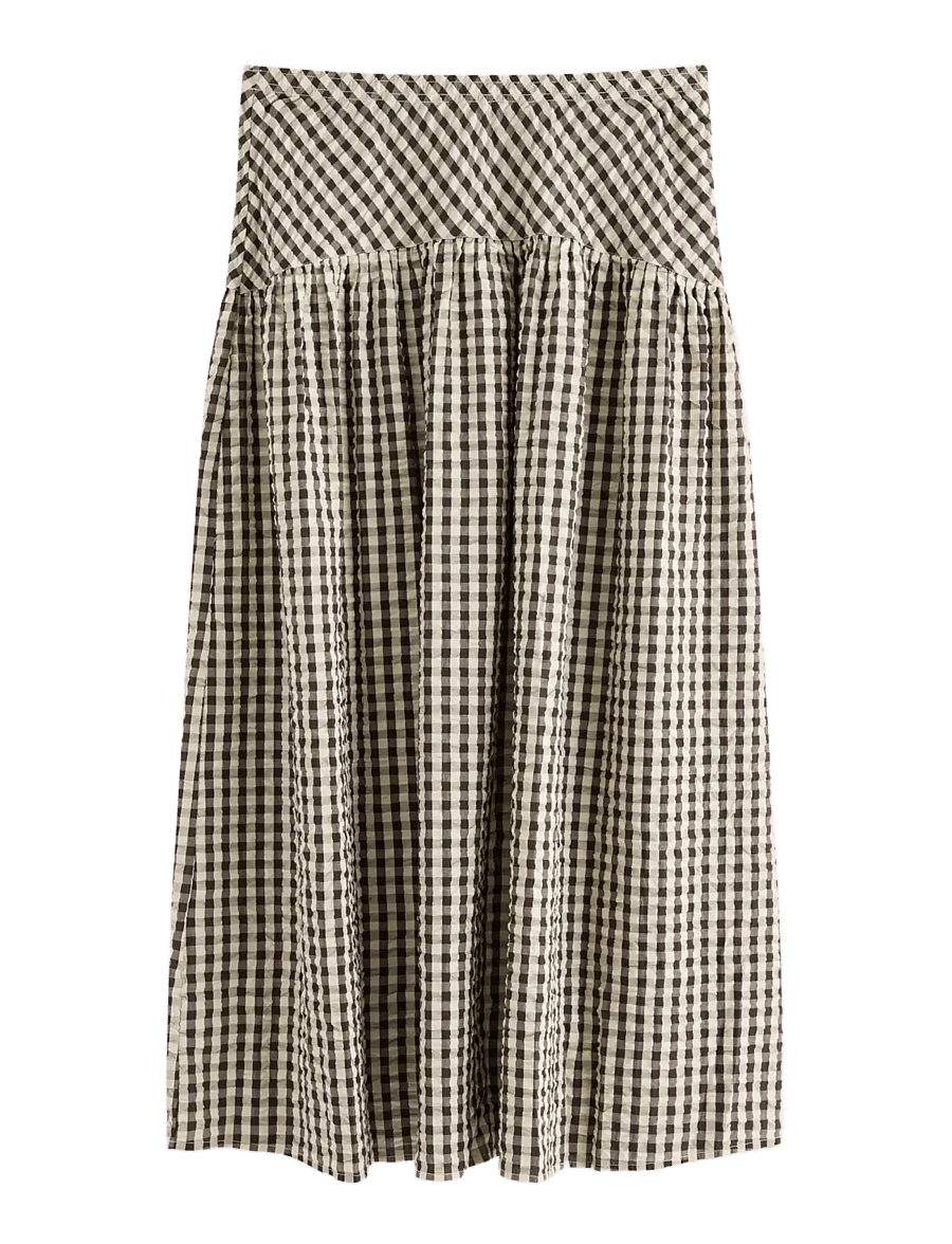 Lindex - Midi skirt in seersucker - midiseelikud - dark brown - 2