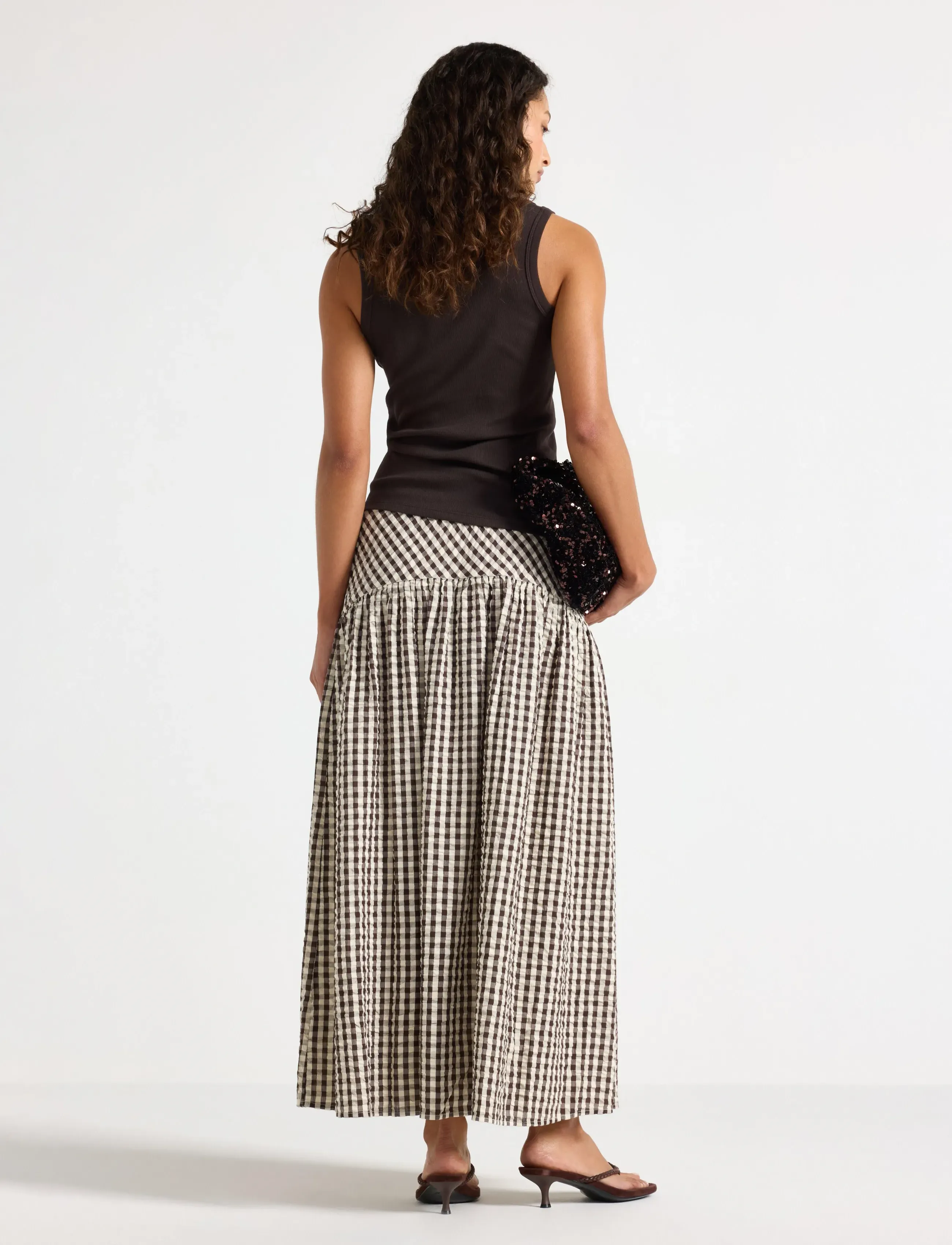 Lindex - Midi skirt in seersucker - midi kjolar - dark brown - 3