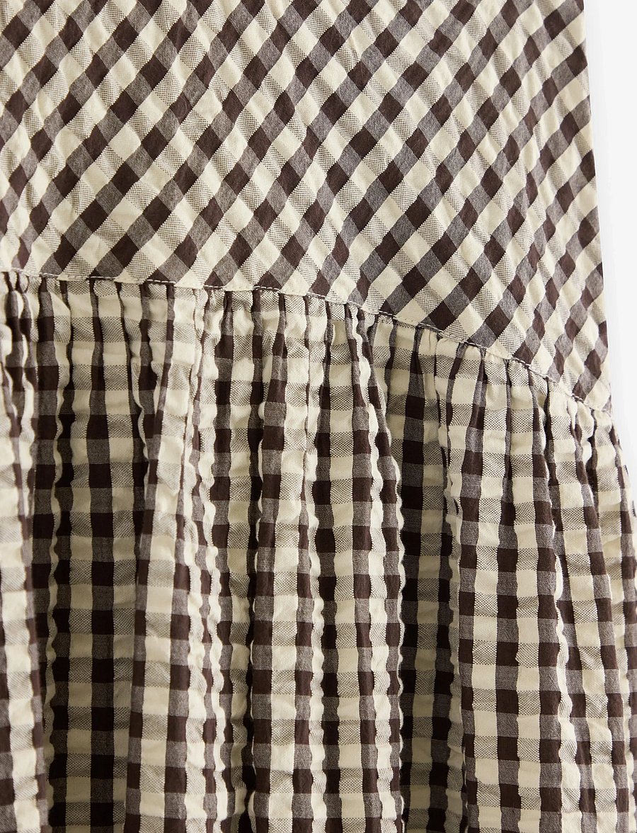 Lindex - Midi skirt in seersucker - midiseelikud - dark brown - 5