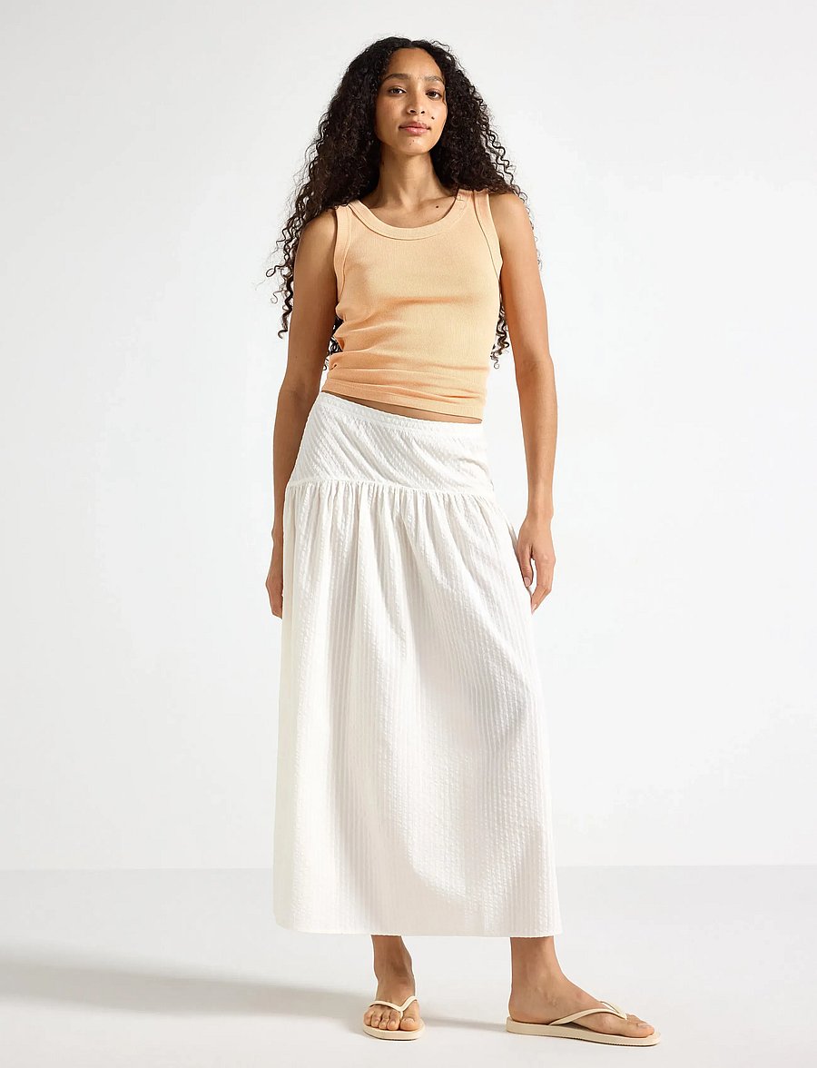 Lindex - Midi skirt in seersucker - midi kjolar - light white - 0