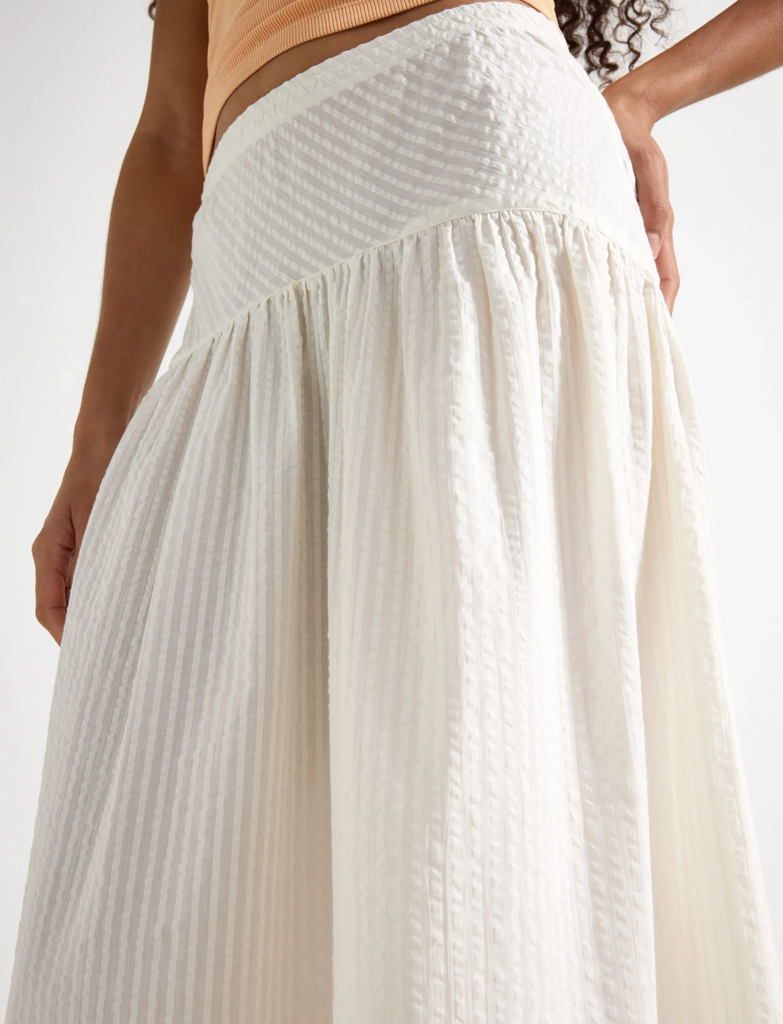 Lindex - Midi skirt in seersucker - spódnice do kolan i midi - light white - 4