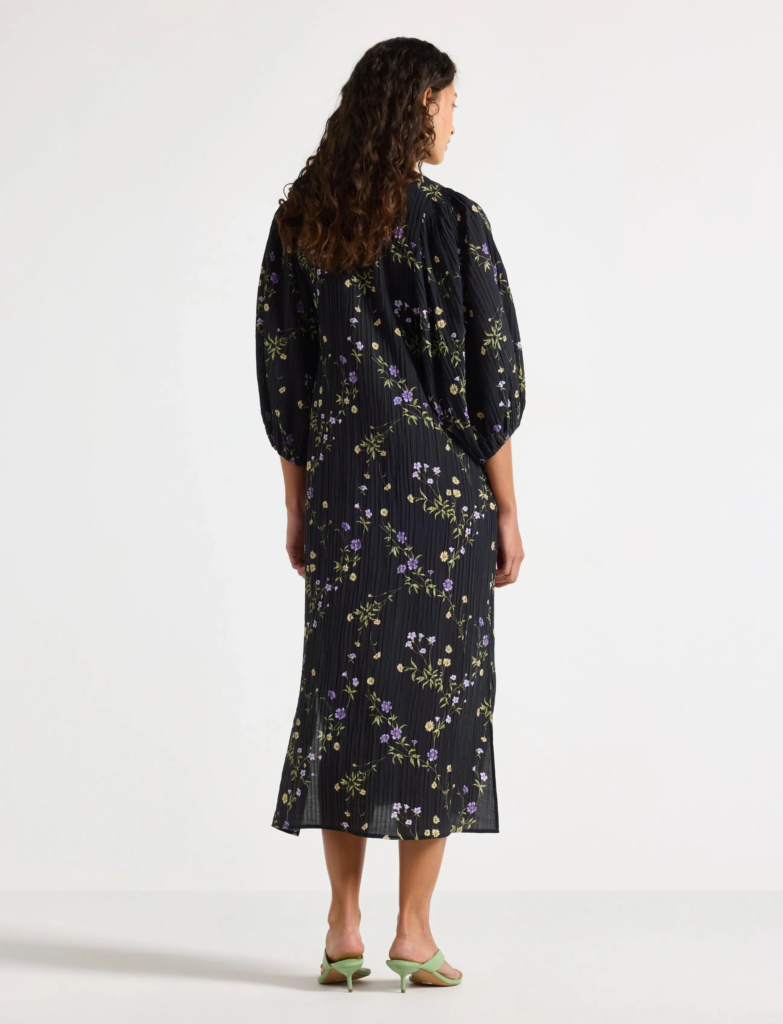 Lindex - Long-sleeved midi dress - skjortekjoler - black - 4