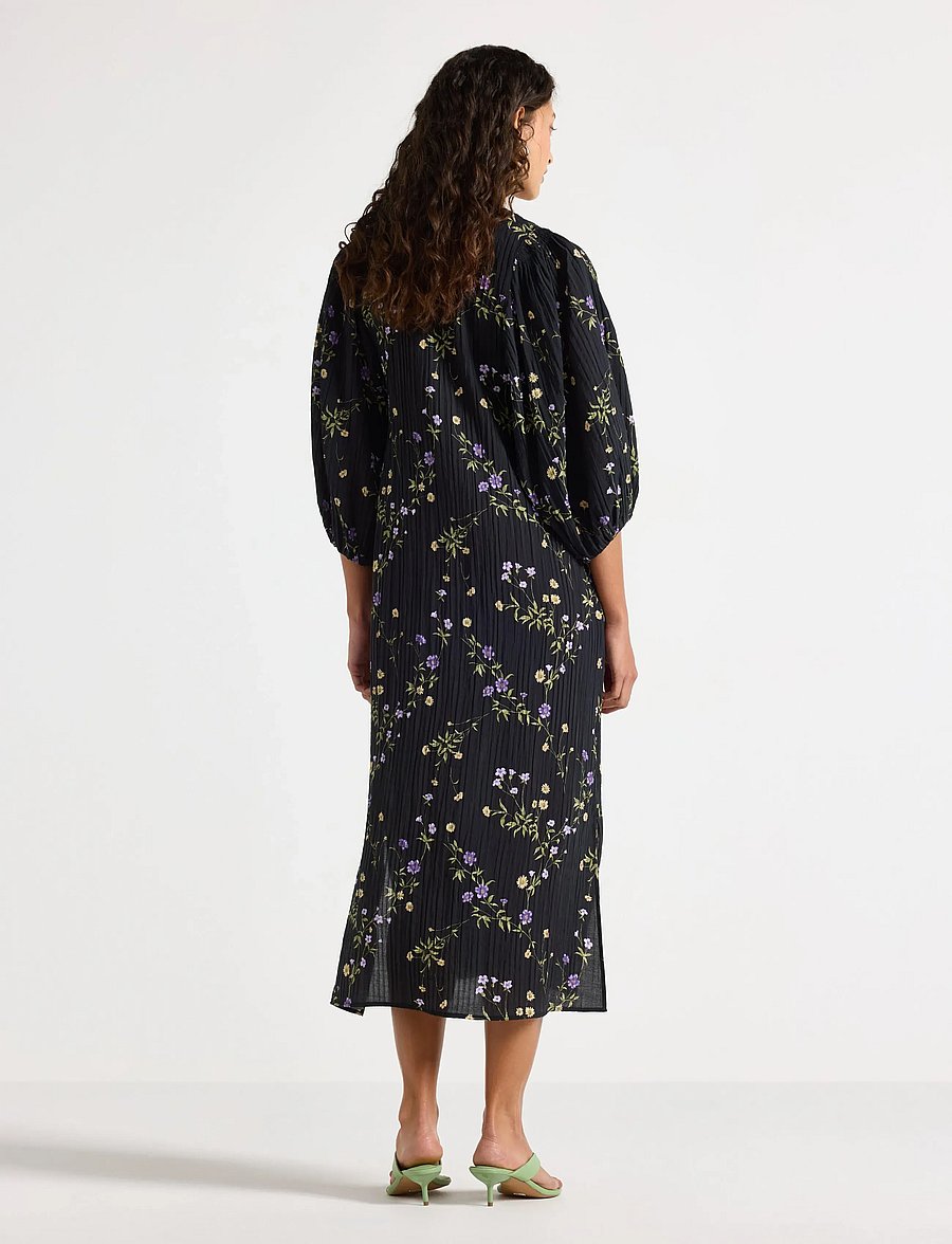 Lindex - Long-sleeved midi dress - skjortklänningar - black - 4