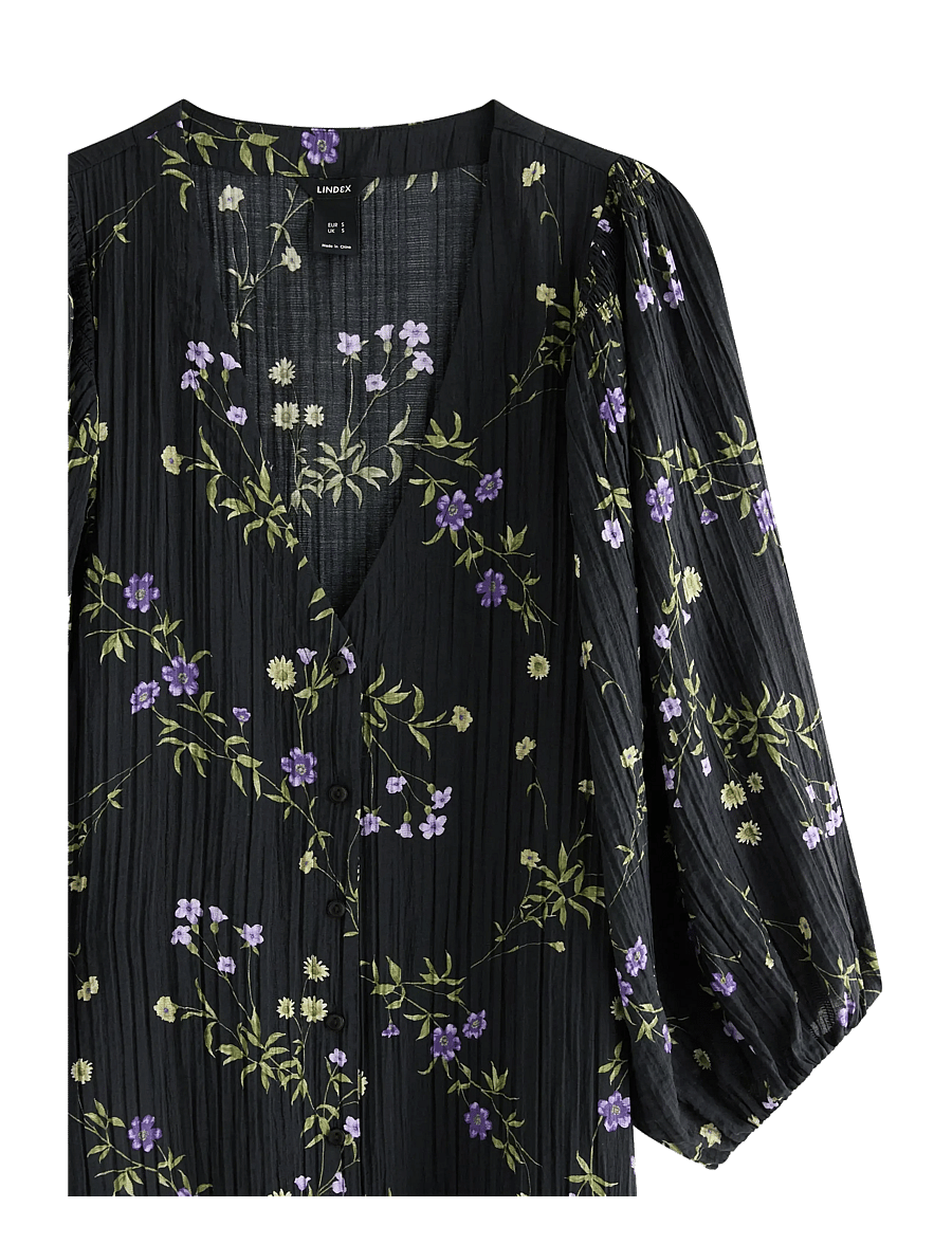 Lindex - Long-sleeved midi dress - skjortklänningar - black - 3