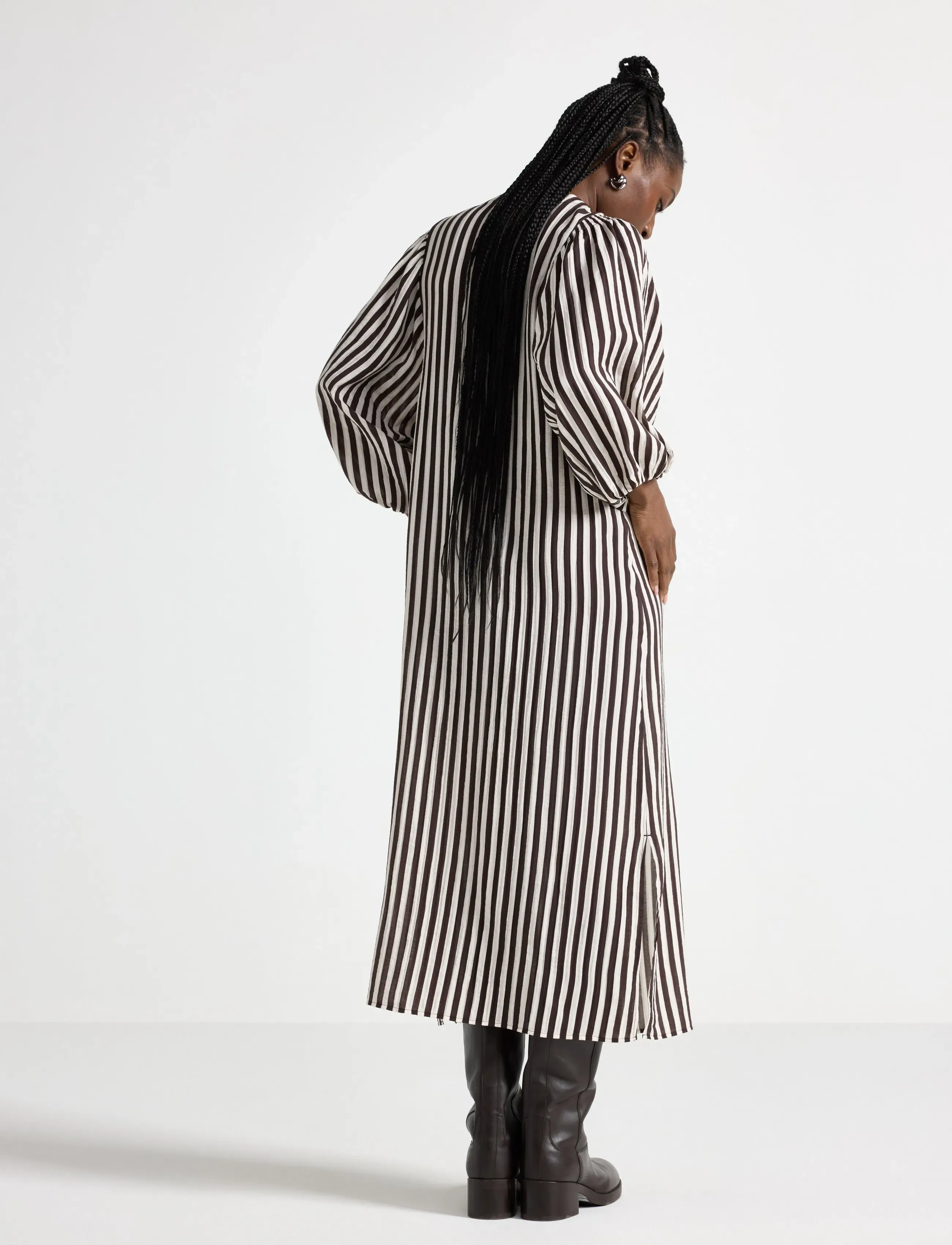 Lindex - Long-sleeved midi dress - skjortekjoler - dark brown - 3