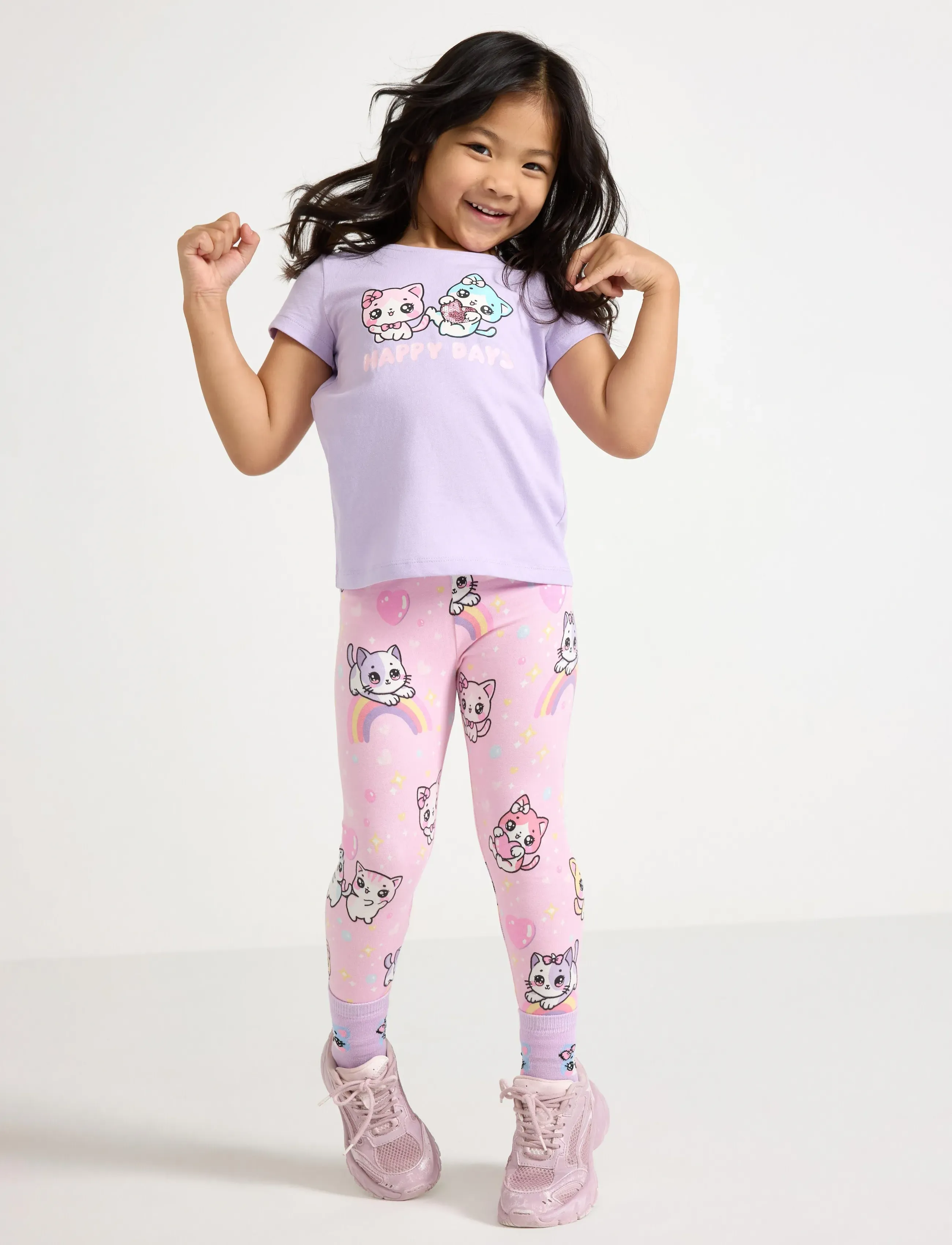 Lindex Leggings SJ AOP cats and stars - Underdele - LIGHT PINK / pink/rose