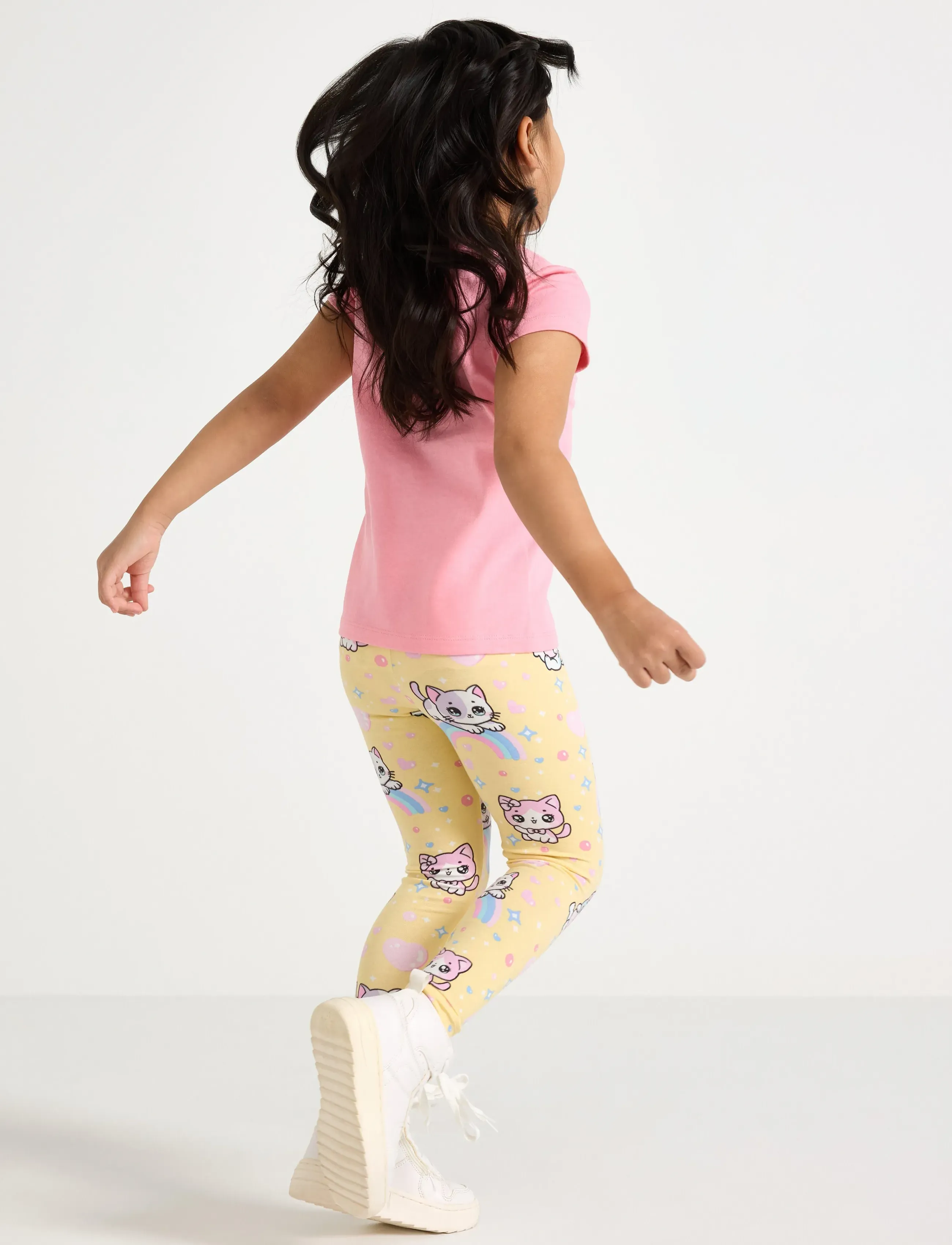 Lindex - Leggings SJ AOP cats and stars - light yellow - 3
