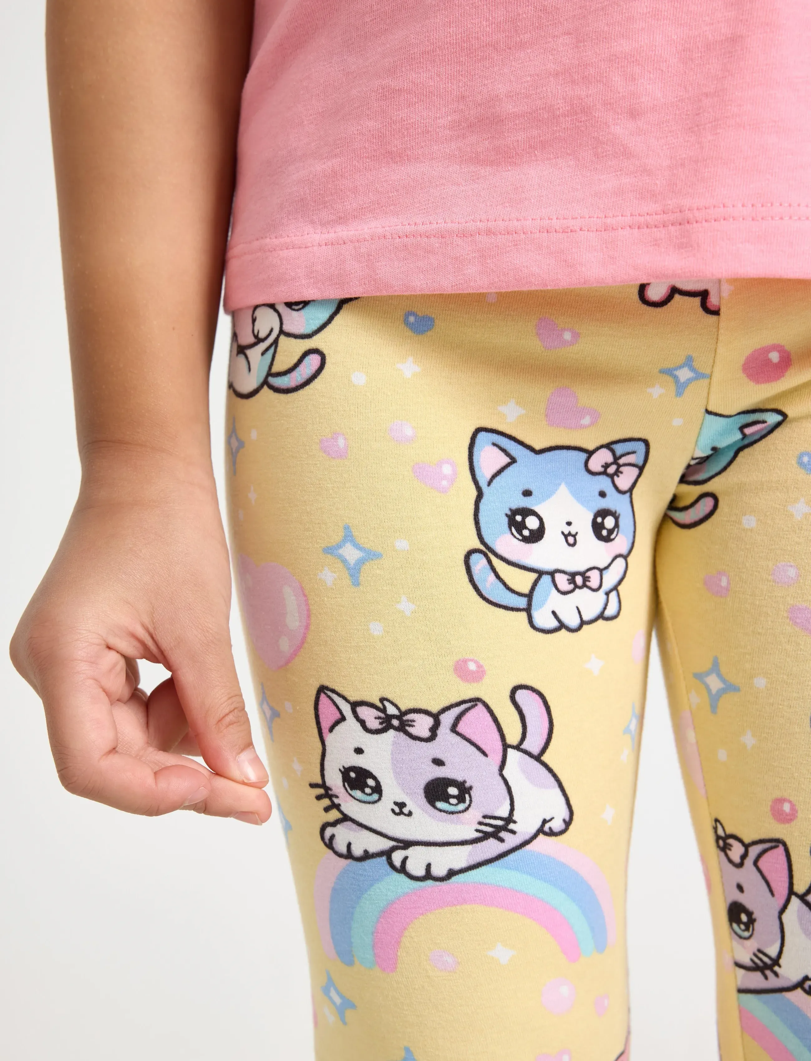 Lindex - Leggings SJ AOP cats and stars - light yellow - 4