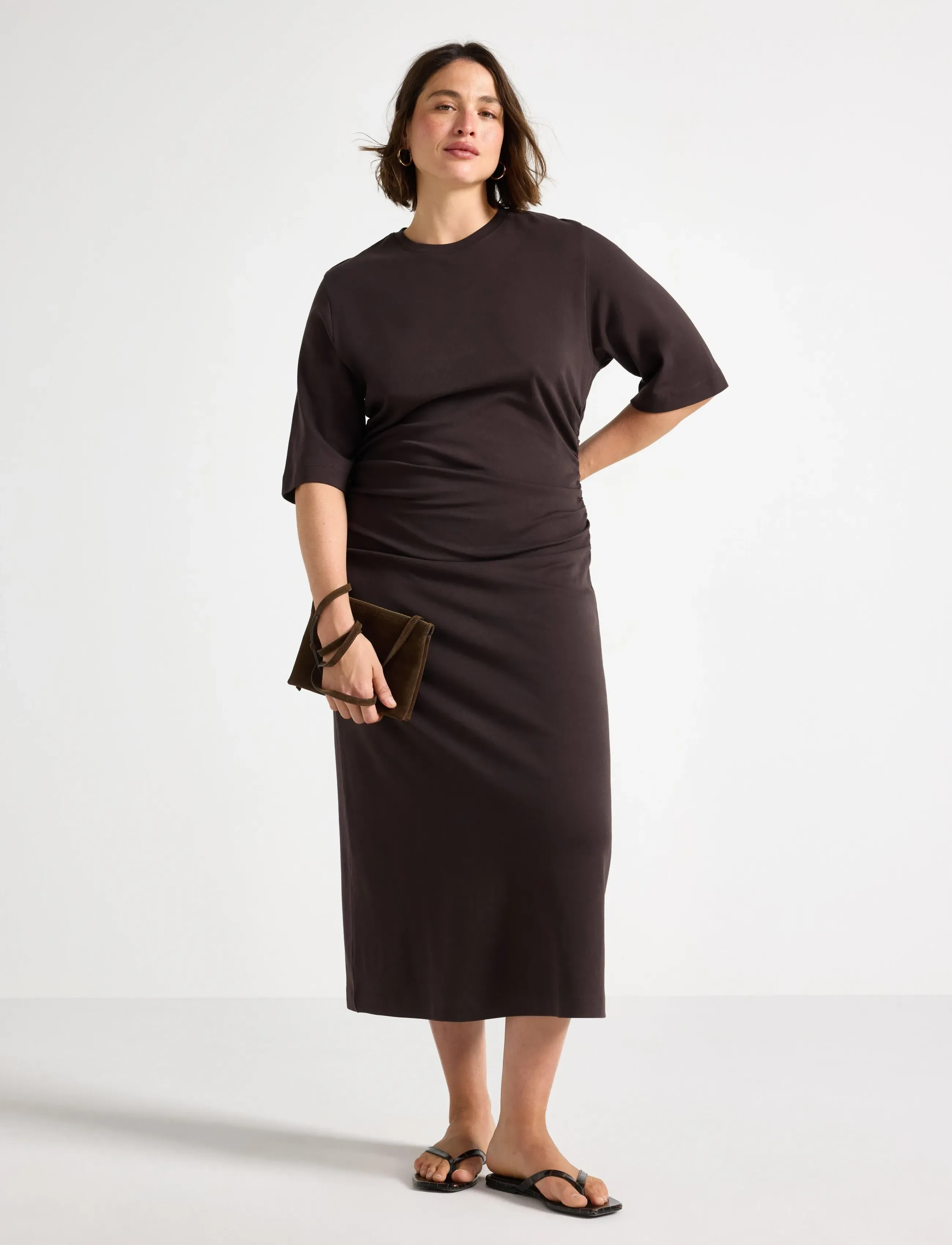 Lindex Maxi dress in jersey - Modern femininity - DARK BROWN / brown