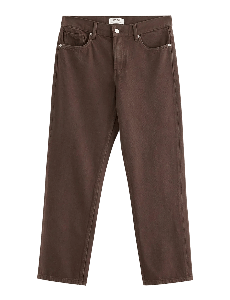 Lindex - STRAIGHT jeans with regular waist - sirge säärega teksad - dark dusty brown - 1