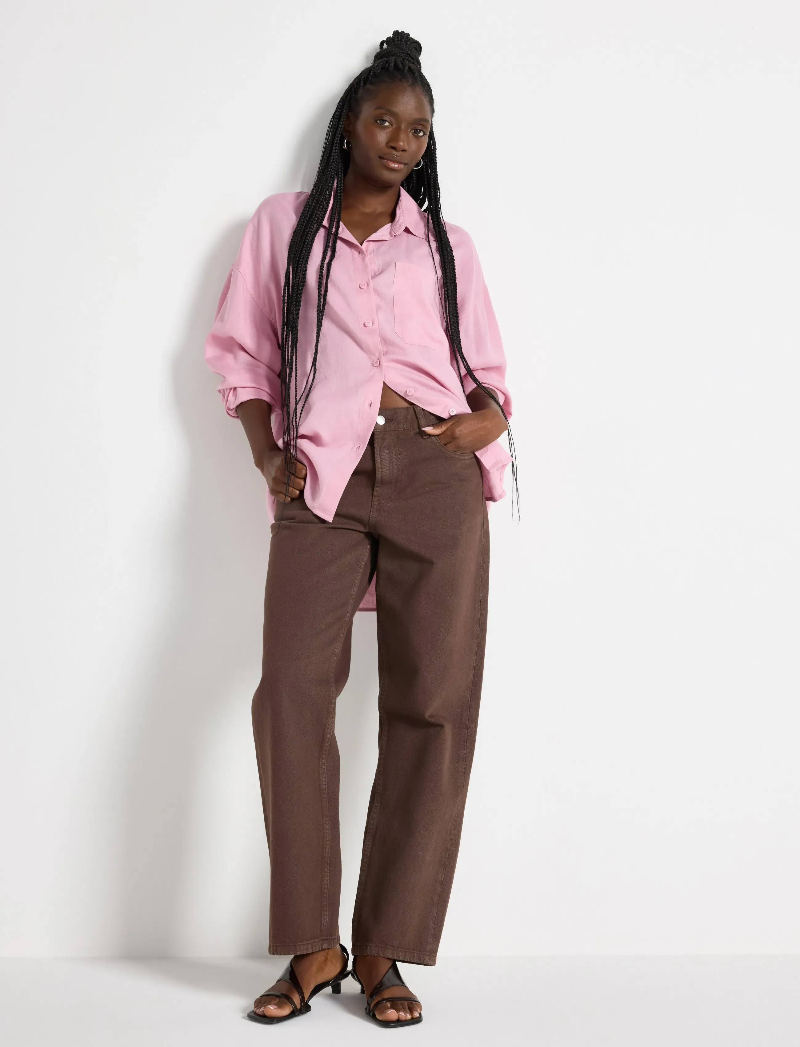 Lindex STRAIGHT jeans with regular waist - Moetrendid - DARK DUSTY BROWN / brown