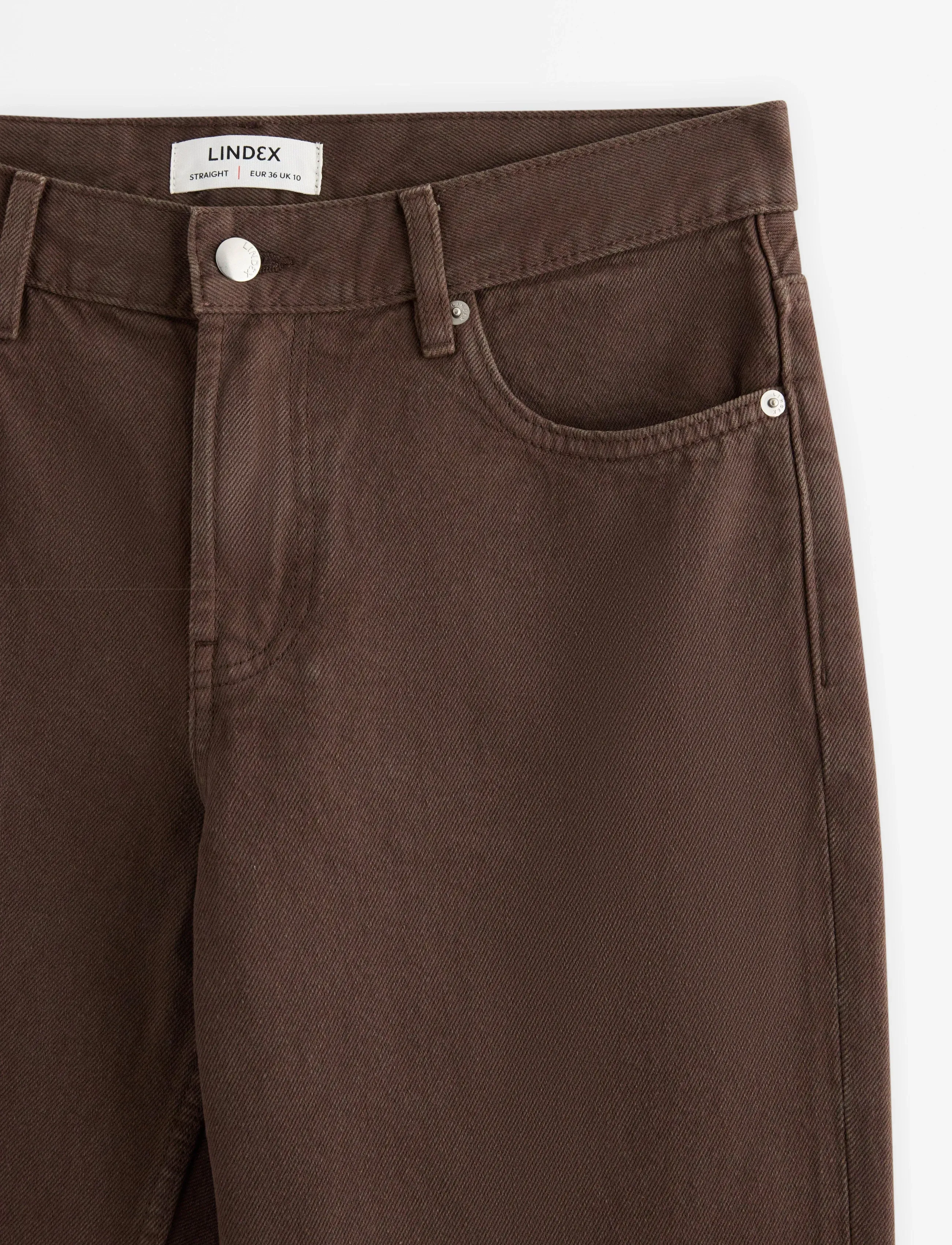 Lindex - STRAIGHT jeans with regular waist - sirge säärega teksad - dark dusty brown - 5