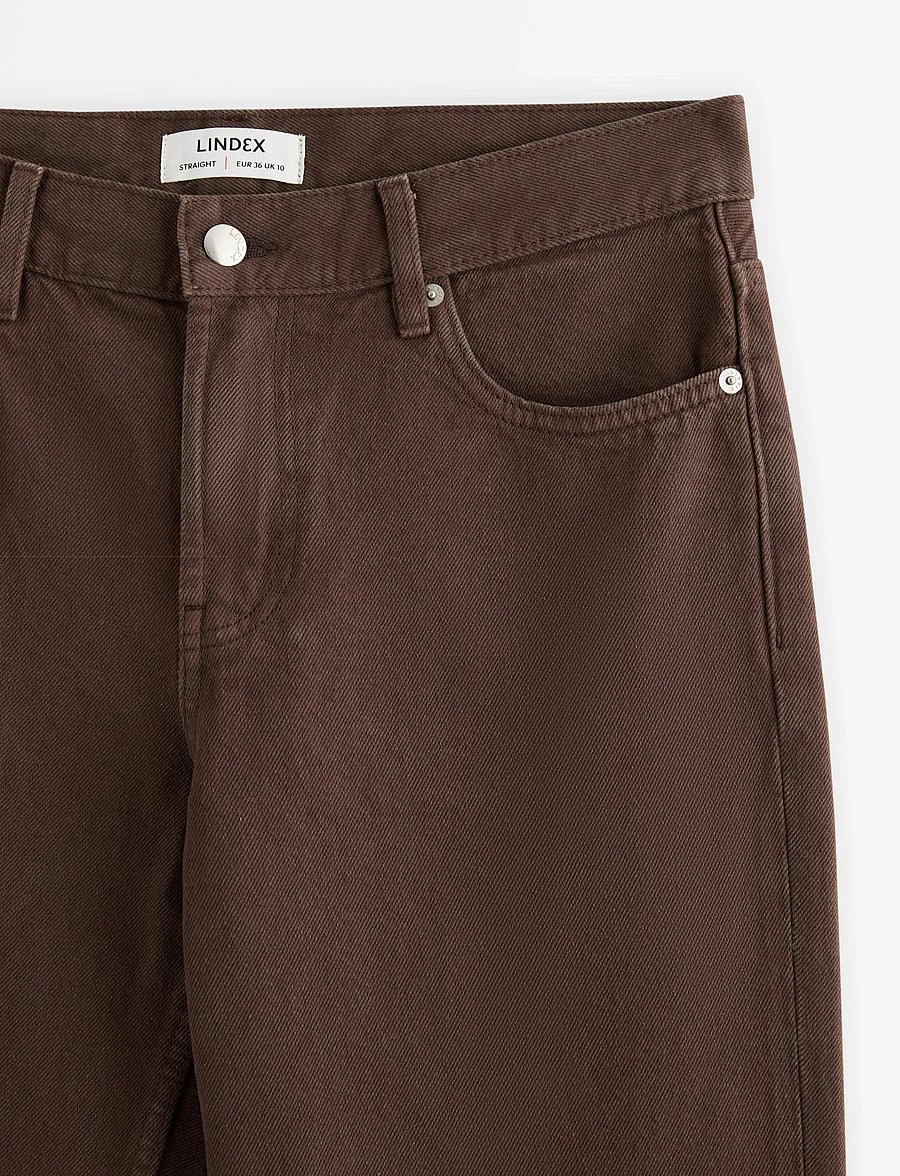 Lindex - STRAIGHT jeans with regular waist - sirge säärega teksad - dark dusty brown - 5