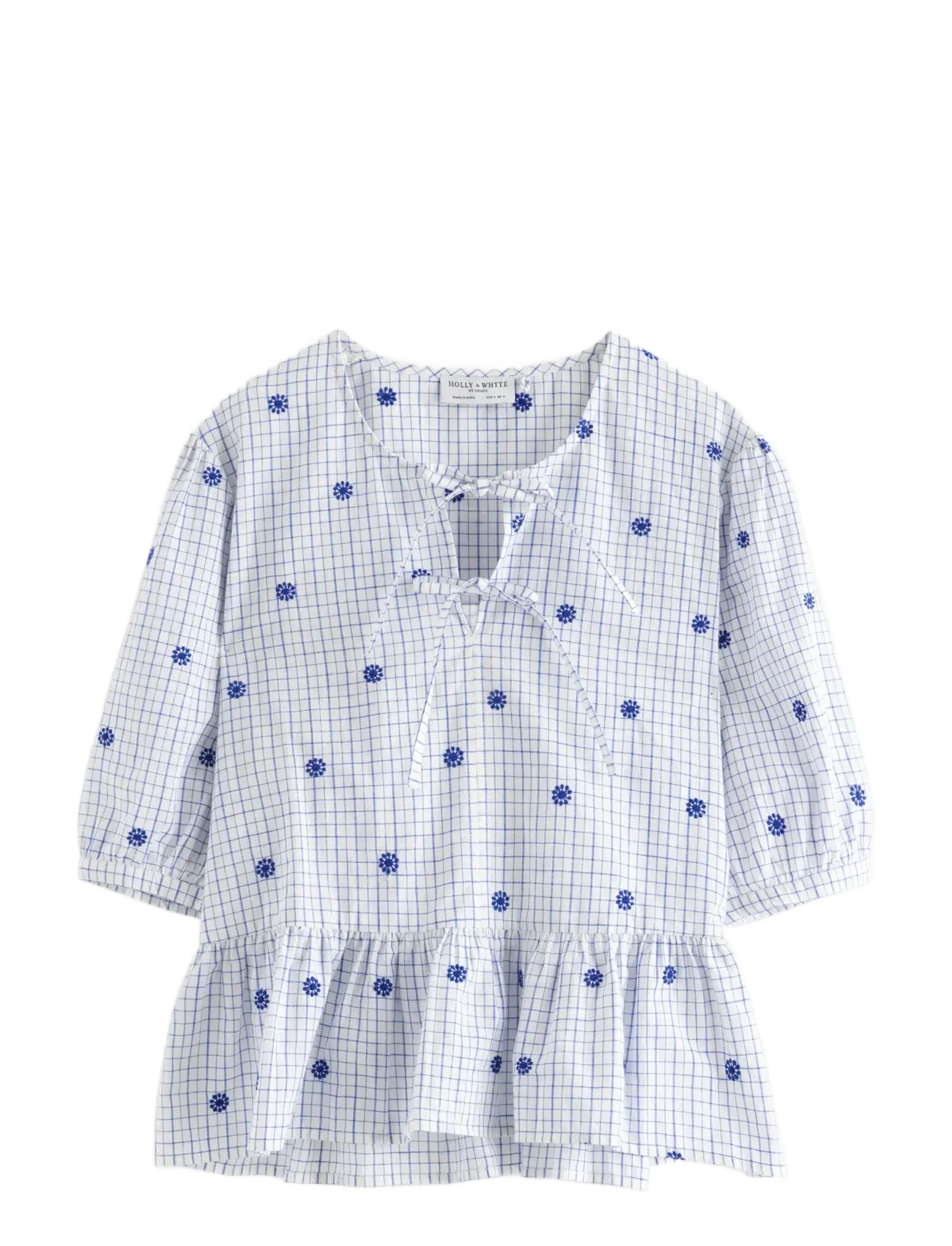 LINDEX Bluse With Tie Details Blau - XL - Damen