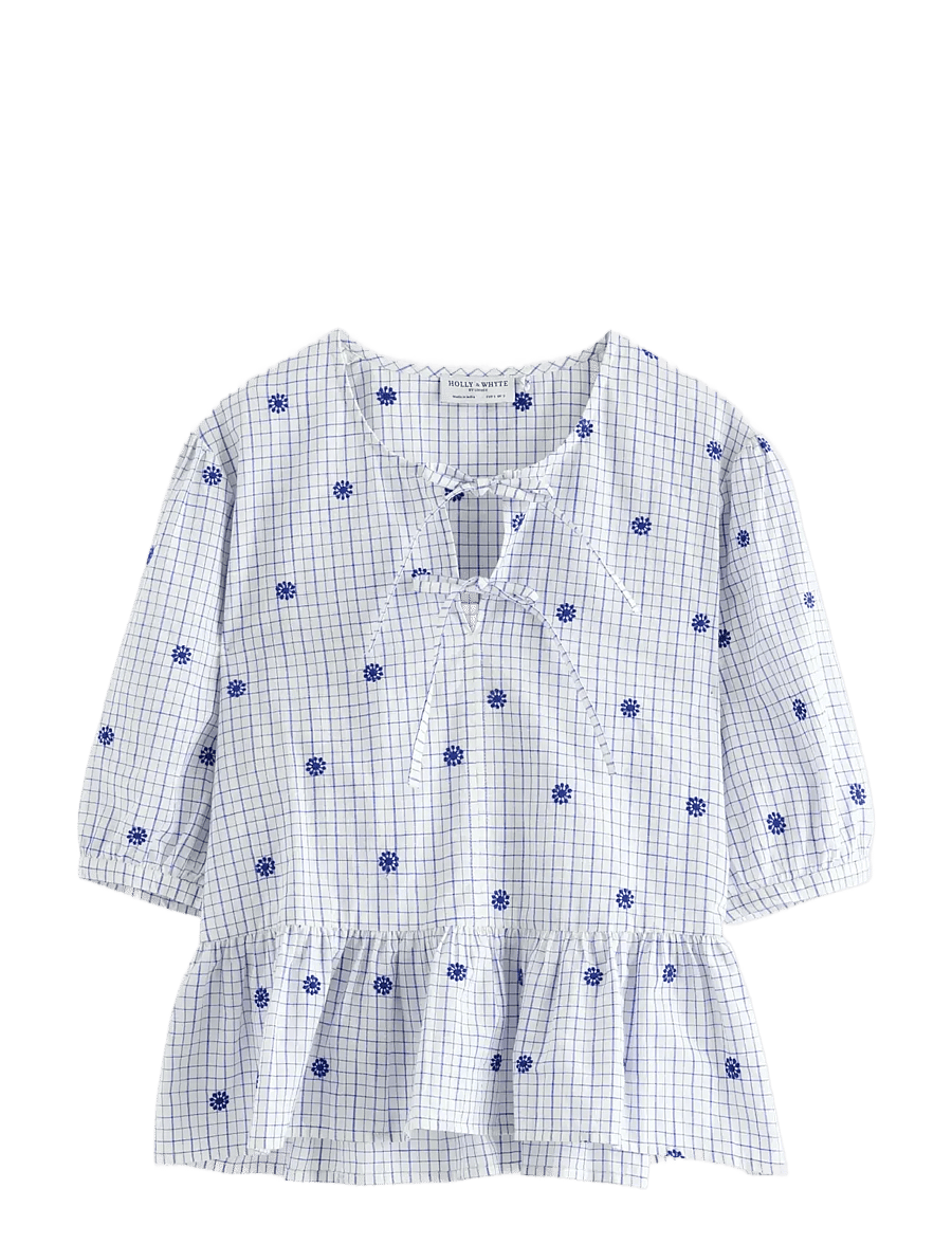 Lindex - Blouse with tie details - kortärmade blusar - strong blue - 1