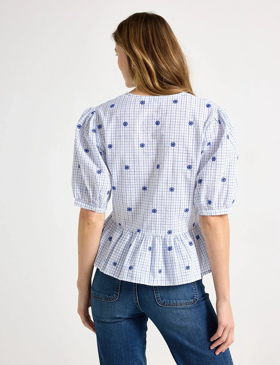Lindex - Blouse with tie details - kortärmade blusar - strong blue - 3