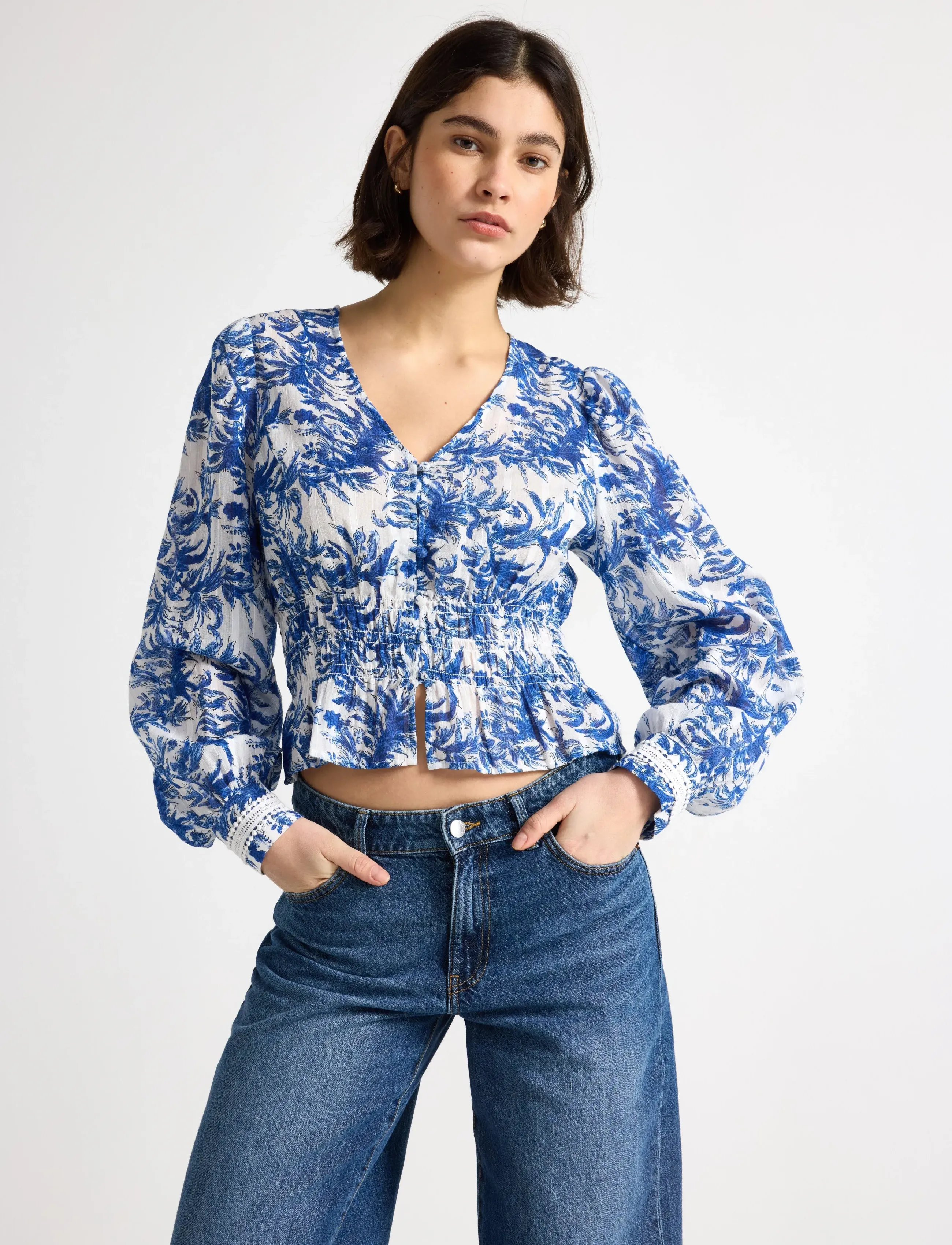 Lindex Long-Sleeved Blouse, L, Blue, Bluser > Langærmede, Dame