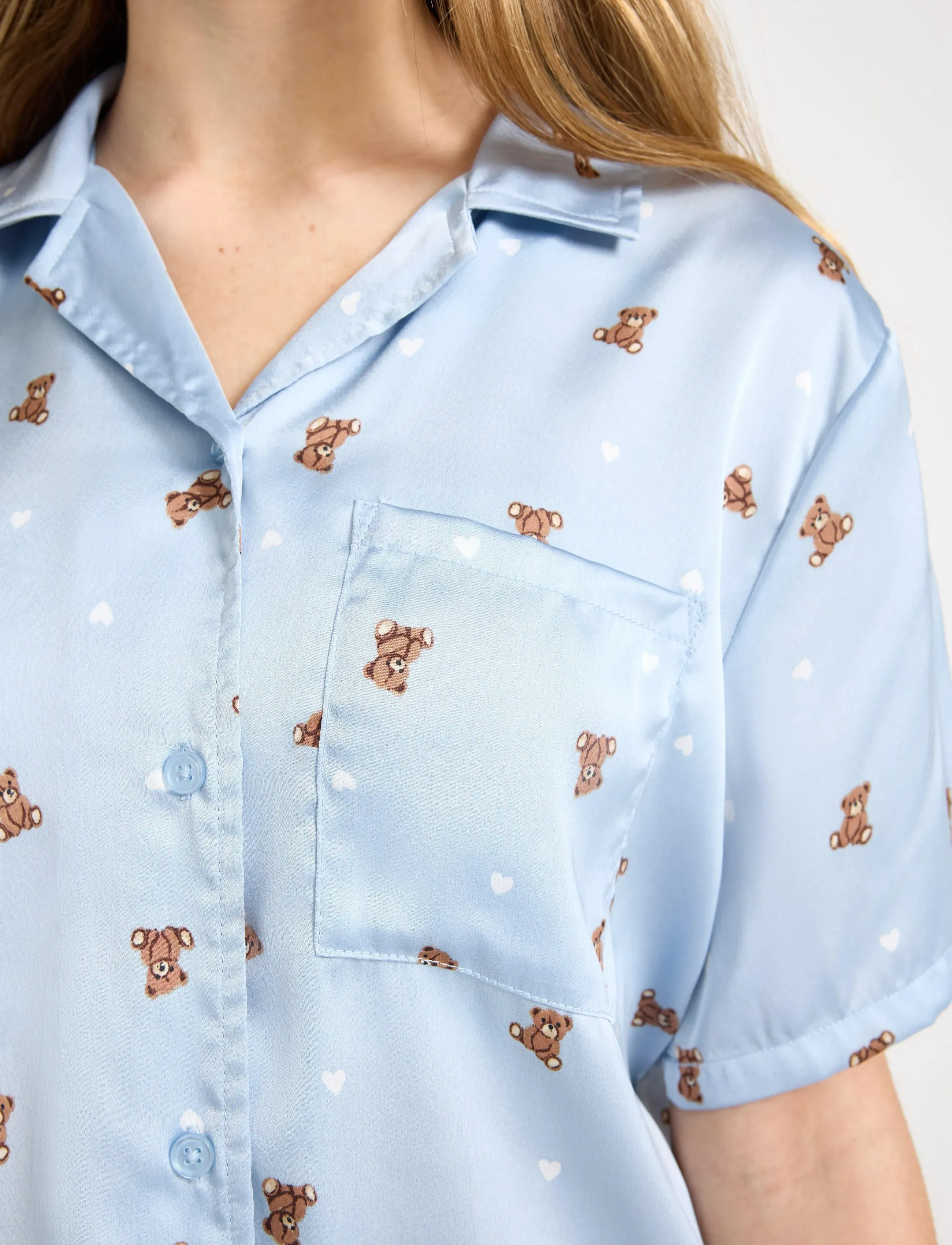 Lindex - Pyjama set in satin - sets - light blue - 4